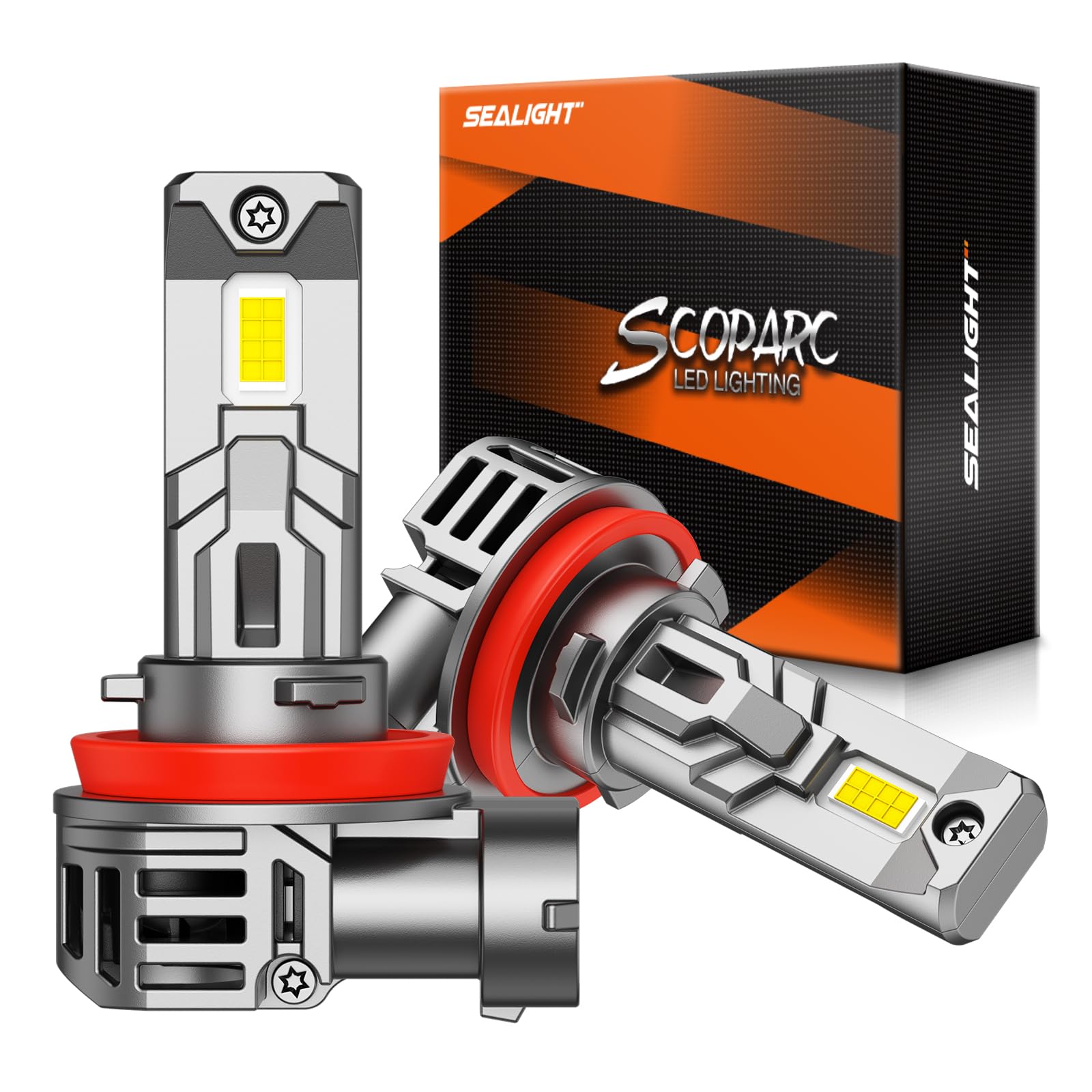SEALIGHT H11 LED Fog Light Bulbs 20000LM 6500K Cool White - Mini Size H8 H9 H16 Replacement with Cooling Fan - Plug & Play in 3 Mins - Pack of 2 - Perfect for Trucks, SUVs, and Off-Road Vehicles in Foggy or Low Visibility Conditions
