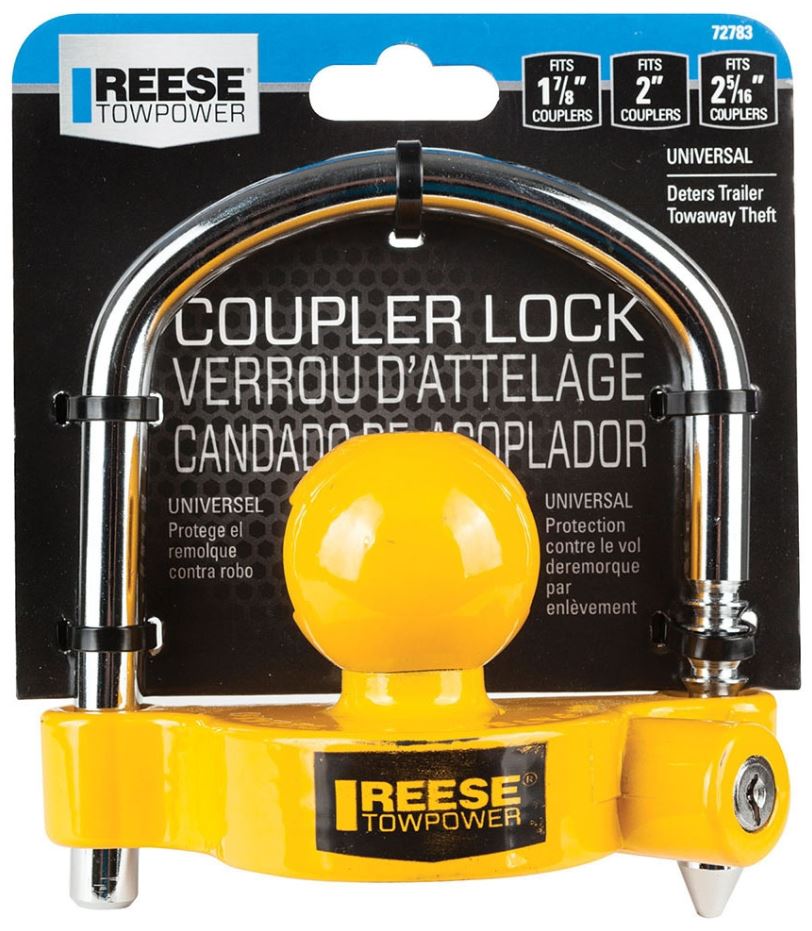 REESE Coupler Lock - Heavy Duty Trailer Hitch Lock for Secure Towing - Perfect for Trucks, SUVs, and Trailers