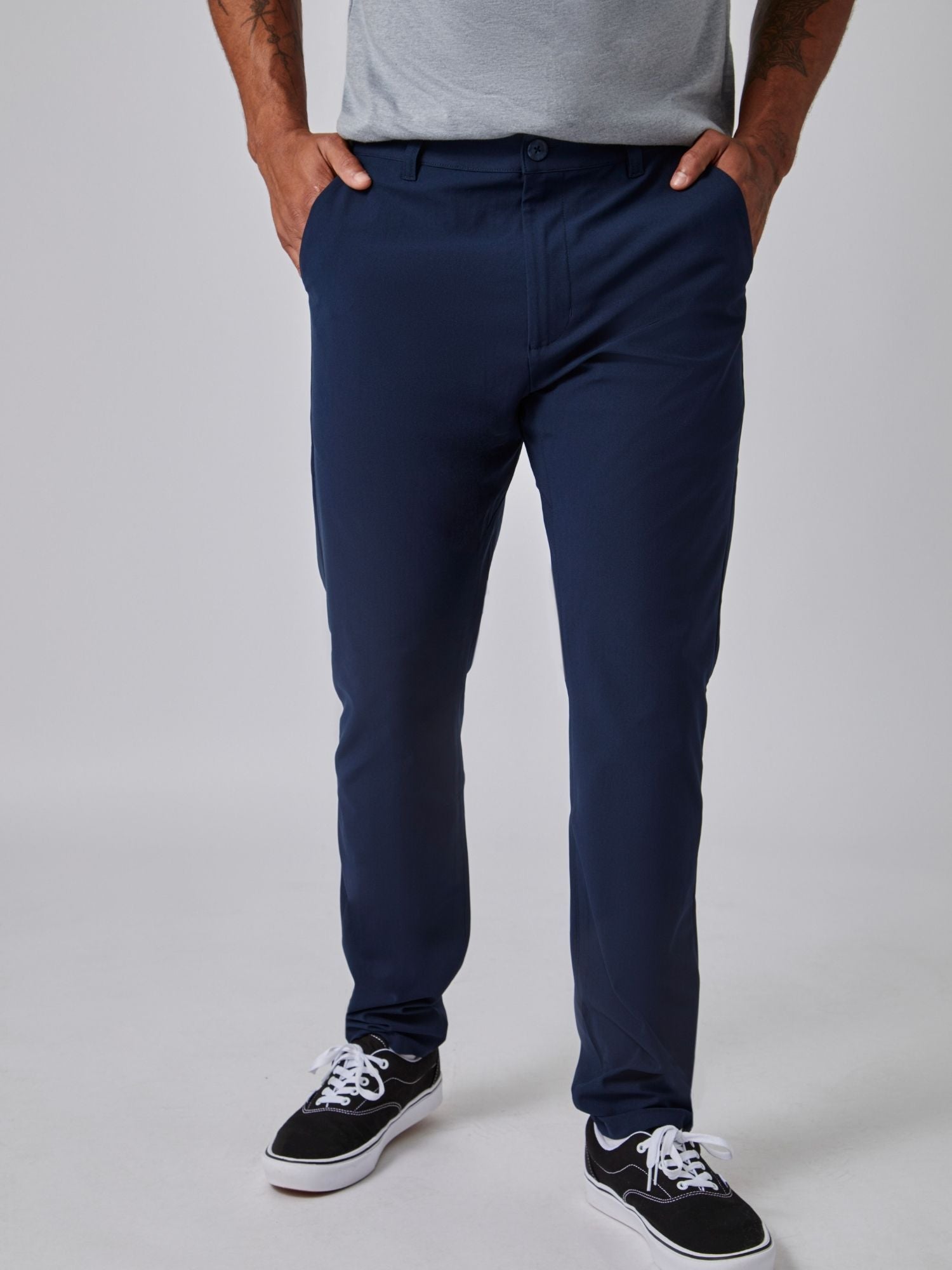 Men's Navy Stretch Tech Pants - Comfortable & Durable Performance Trousers for Work, Travel & Outdoor Activities