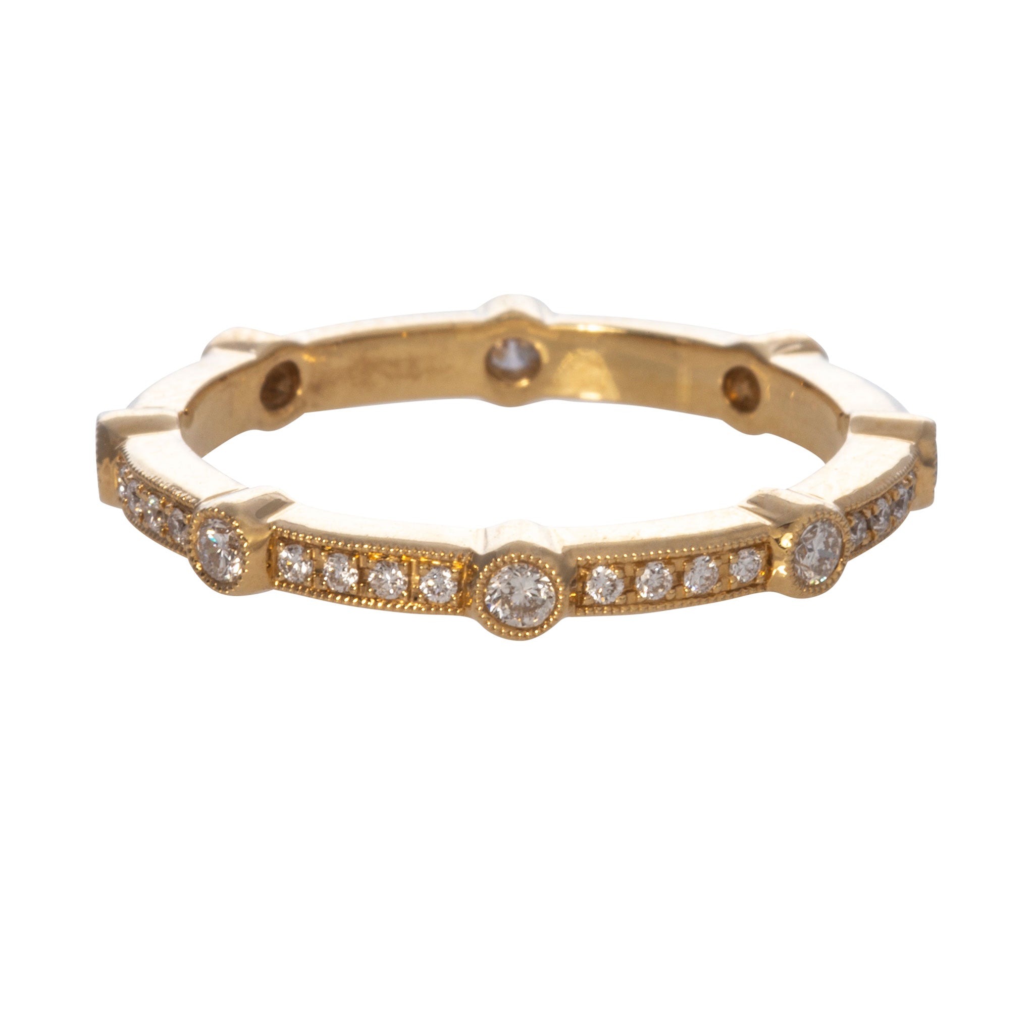 0.34ctw Diamond Bezel Station Pavé Eternity Band in 18K Yellow Gold - Perfect for Anniversaries, Weddings & Special Occasions