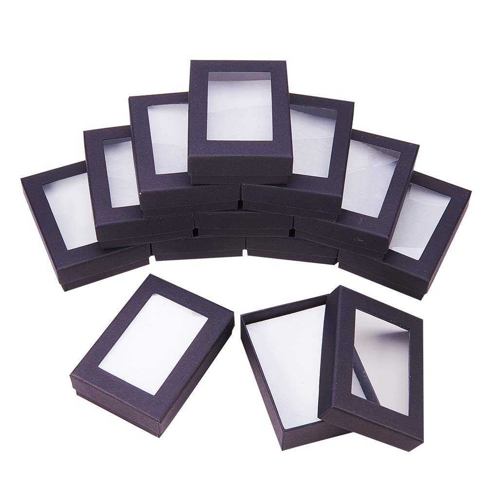 60 Pcs Black Rectangle Jewelry Gift Boxes with Sponge Insert - Premium Cardboard Presentation Case for Necklaces, Bracelets, Rings & Pendants - Perfect for Christmas, Birthday, Valentine's Day Gifts & Jewelry Storage