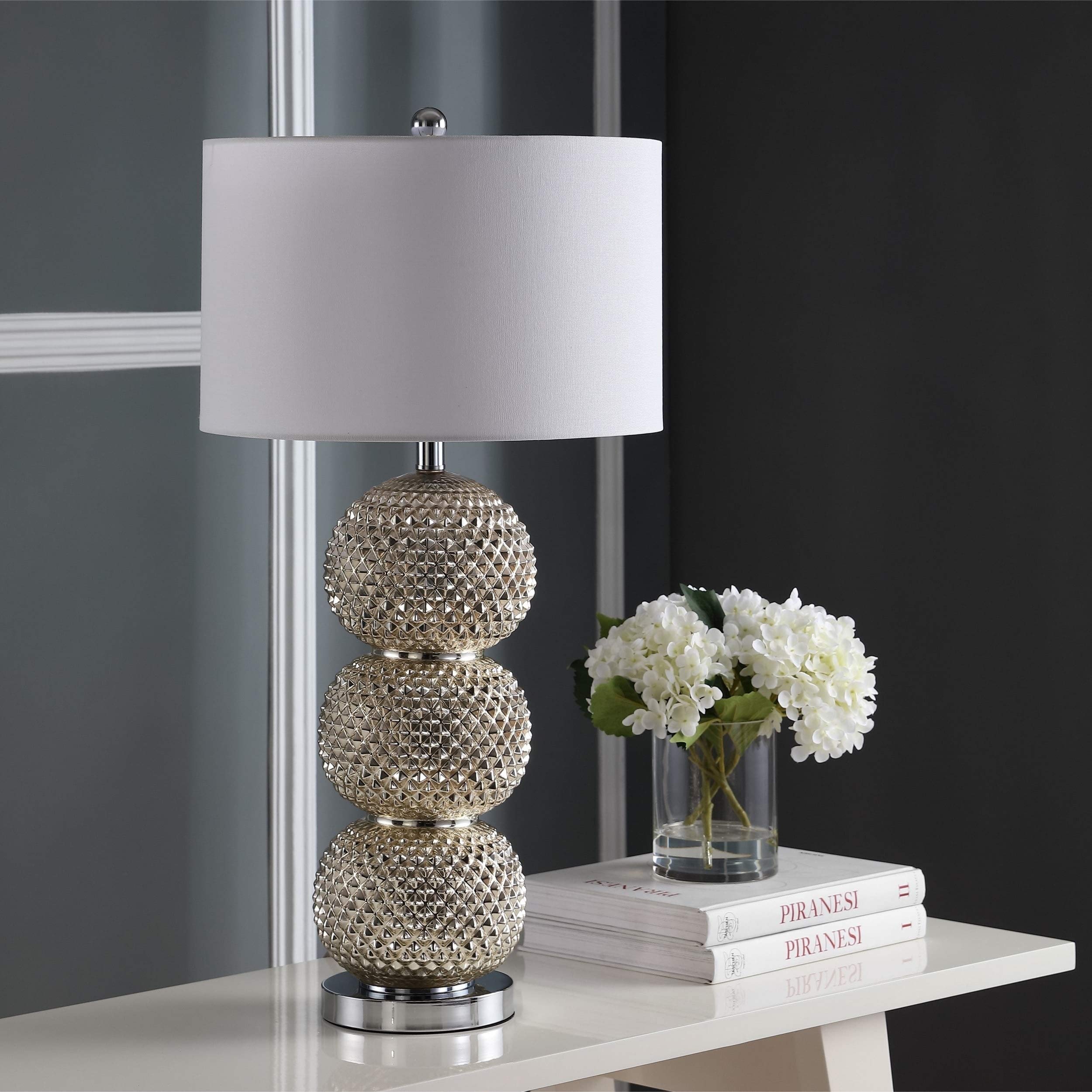 31-inch LED Table Lamp - Modern Silver Chrome Finish with Energy Efficient Bulbs Included | Perfect for Living Room, Bedroom & Office Lighting