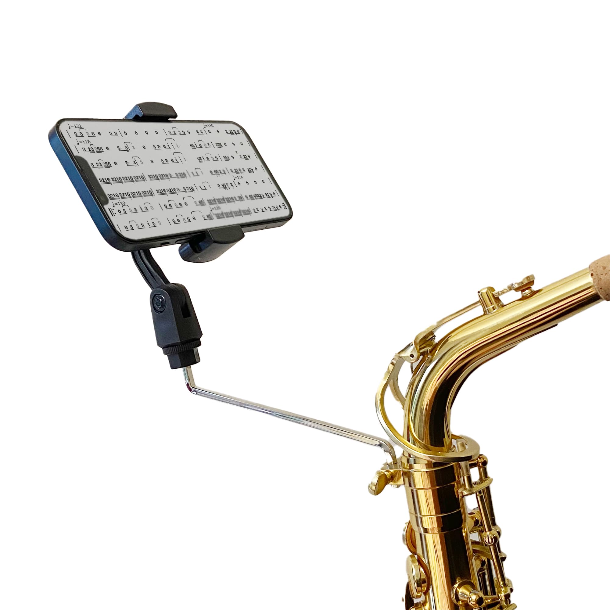 **Saxophone Lyre Phone Holder - Alto Sax Accessory for Mounting Phone, Ultralight Copper Black Clip - Perfect for Reading Sheet Music & Practicing On the Go**