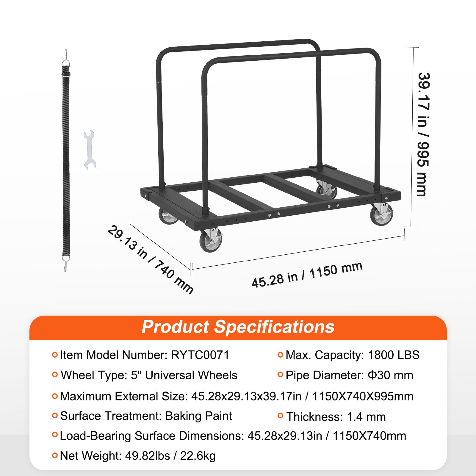VEVOR Heavy Duty Folding Table Cart with 5