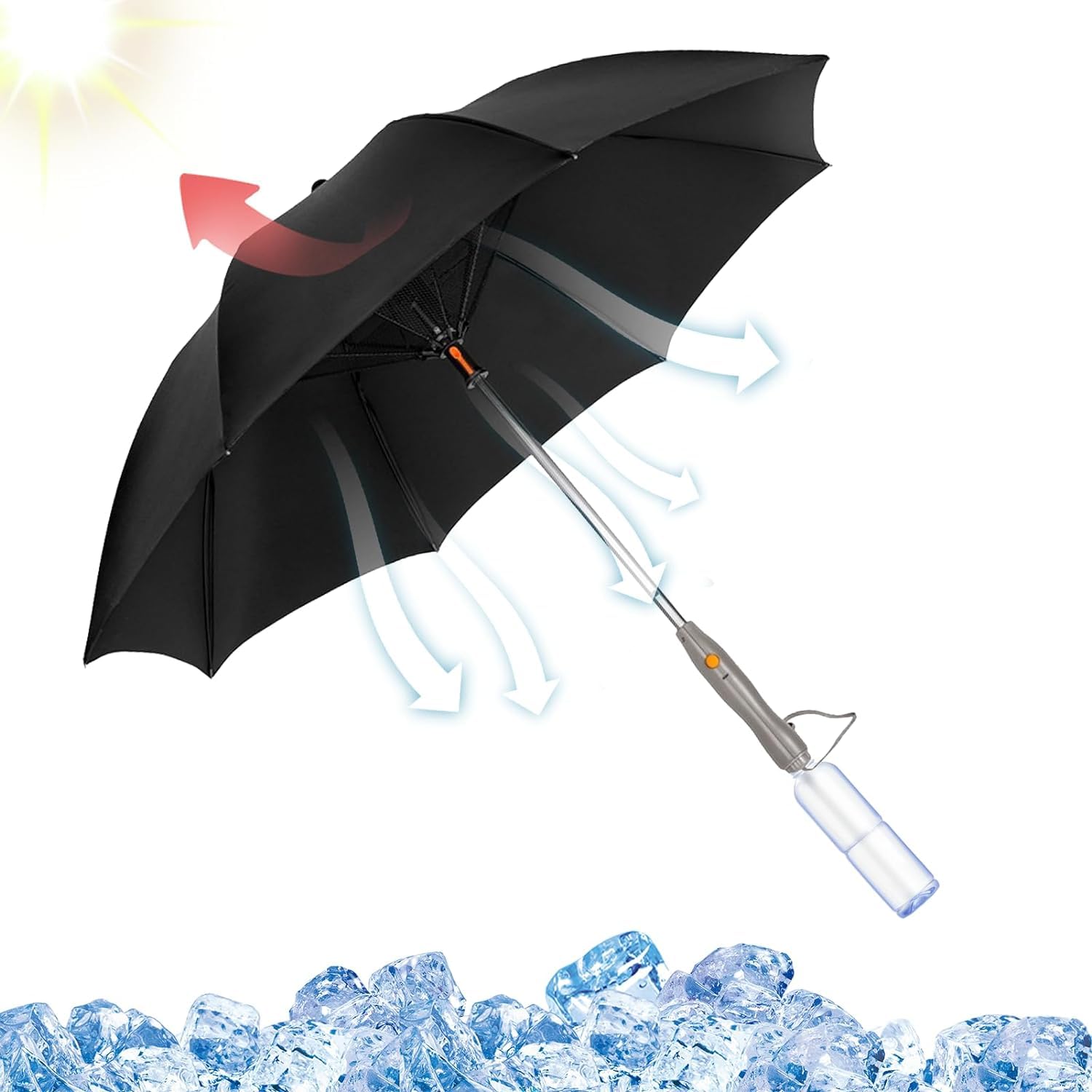 3 in 1 Portable Misting Fan Umbrella with UV Protection - USB Rechargeable & Battery Powered Cooling Umbrella for Summer, Golf, Walking, Beach, Outdoor Activities - Stay Cool in Hot Weather