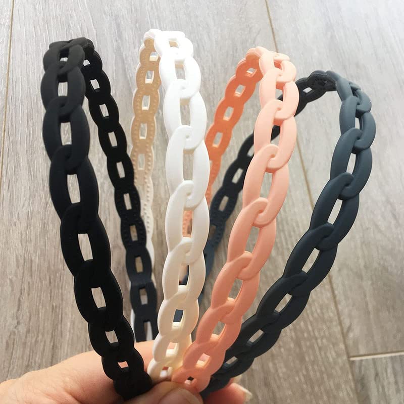 12pcs Plastic Headbands with Teeth for Girls & Women - 12mm Light Color Chain Hairbands & Hair Hoops - Perfect for School, Sports, and Everyday Styling