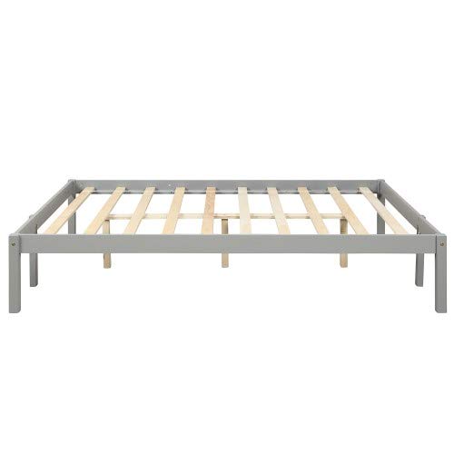 Solid Wood Twin Over Full Bunk Bed with Ladder & Guardrail - Convertible to Separate Twin/Full Size Beds - No Box Spring Needed (Gray) - Perfect for Kids' Bedrooms, Guest Rooms & Space-Saving Solutions