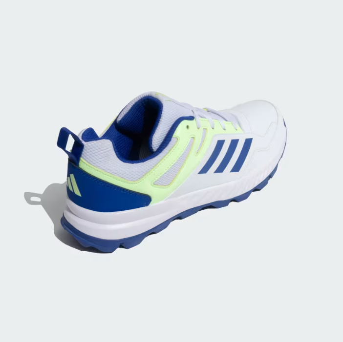 Adidas Cri Rise V2 Cricket Shoes for Men - Cloud White/Semi Lucid Blue/Green Spark - Lightweight Performance Footwear for Cricket Matches & Training