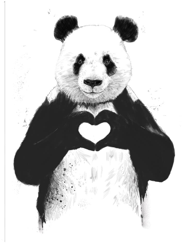 All You Need Is Love Canvas Wall Art - Handmade Fine Art Painting by Balazs Solti - 32x43 Inch Ready to Hang Decor for Living Room, Bedroom, Office & More - Perfect for Home, Wedding Gift & Romantic Spaces