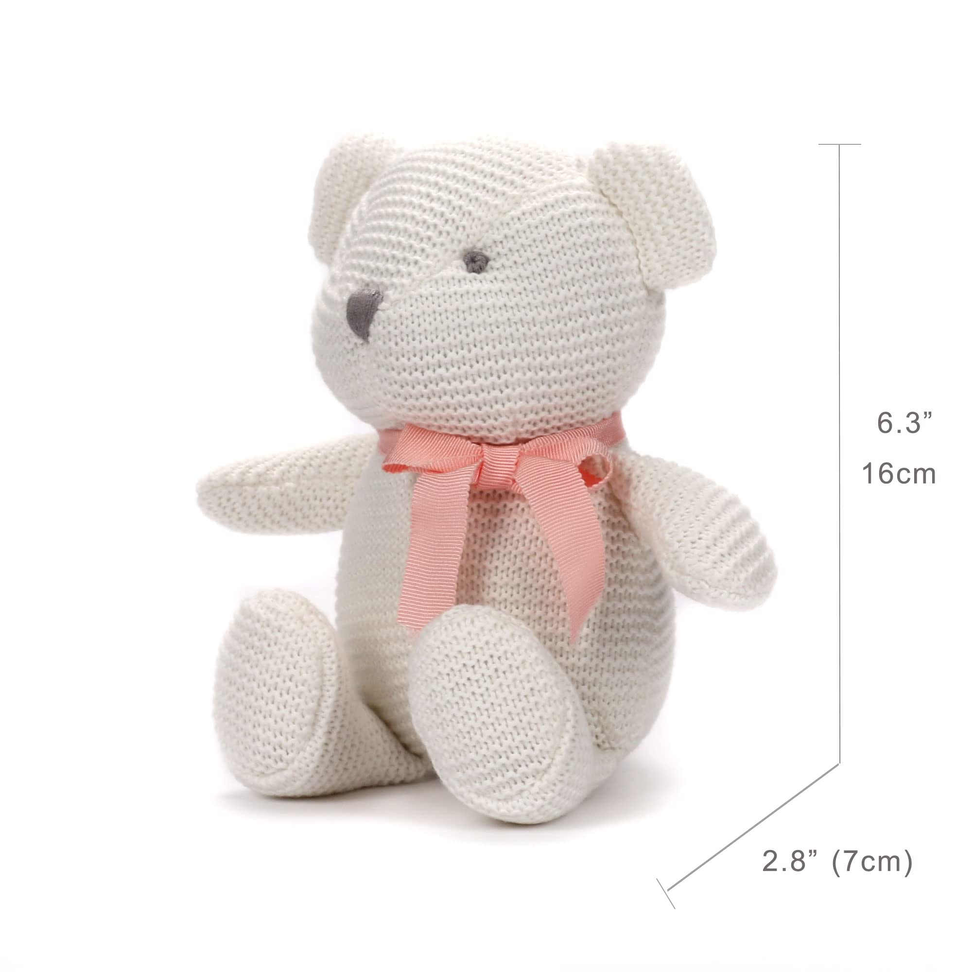 Organic White Teddy Bear Stuffed Animal - 6.5