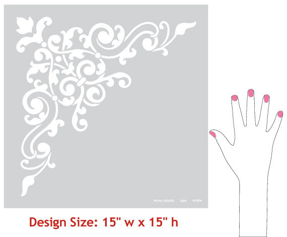 Avignon Corner Ceiling Stencil - Decorative Wall Painting Template for DIY Home Decor, Nursery, and Living Room Accent Walls