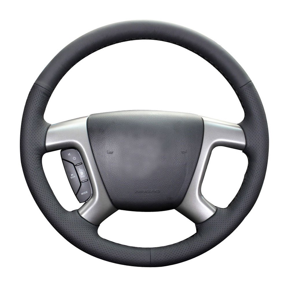 Premium DIY Stitching Genuine Leather Steering Wheel Cover for 2007-2017 Chevy Silverado 2500/3500, Tahoe, Suburban, Avalanche & Traverse - Custom Fit, Anti-Slip Grip - Perfect for Road Trips & Daily Commuting