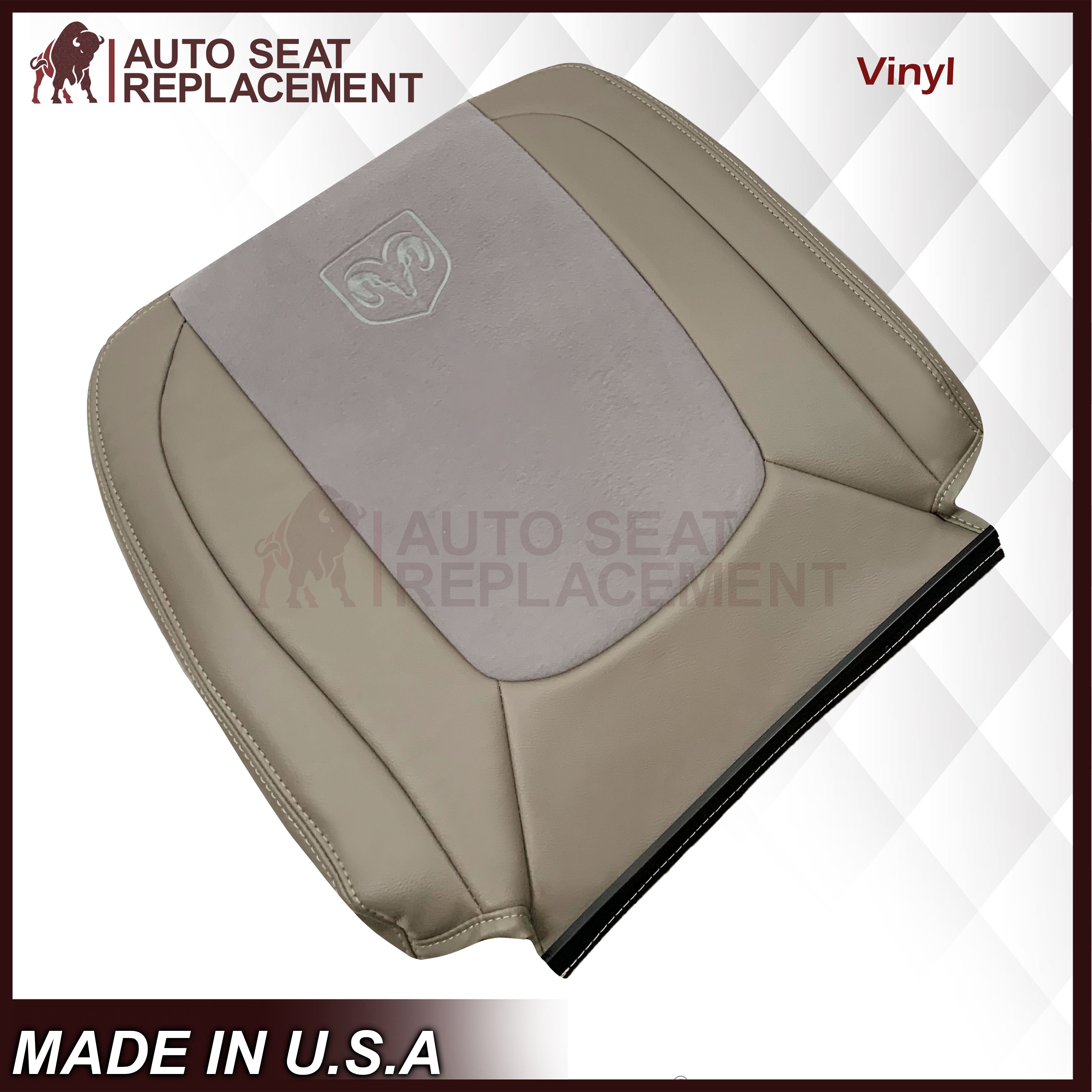 2004-2005 Dodge Ram 1500/2500/3500/4500 Laramie SLT Replacement Seat Covers - Premium Synthetic Leather & Suede in Tan Color | Perfect for Truck Interior Upgrade & Comfort Enhancement