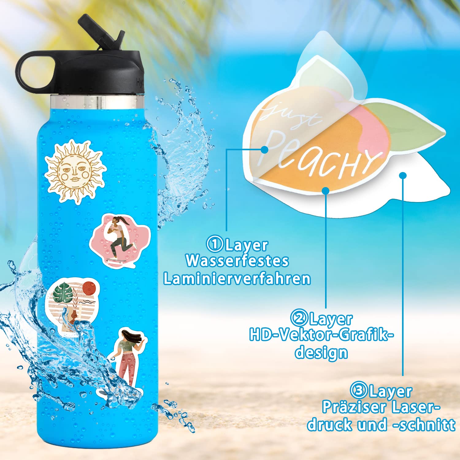 200 Pcs Waterproof Vinyl Stickers Pack for Adults & Teens - Boho Style Decals for Laptop, Phone Case, Skateboard, Journal, Water Bottle, Luggage - Perfect for DIY Crafts, Scrapbooking & Personalizing Devices