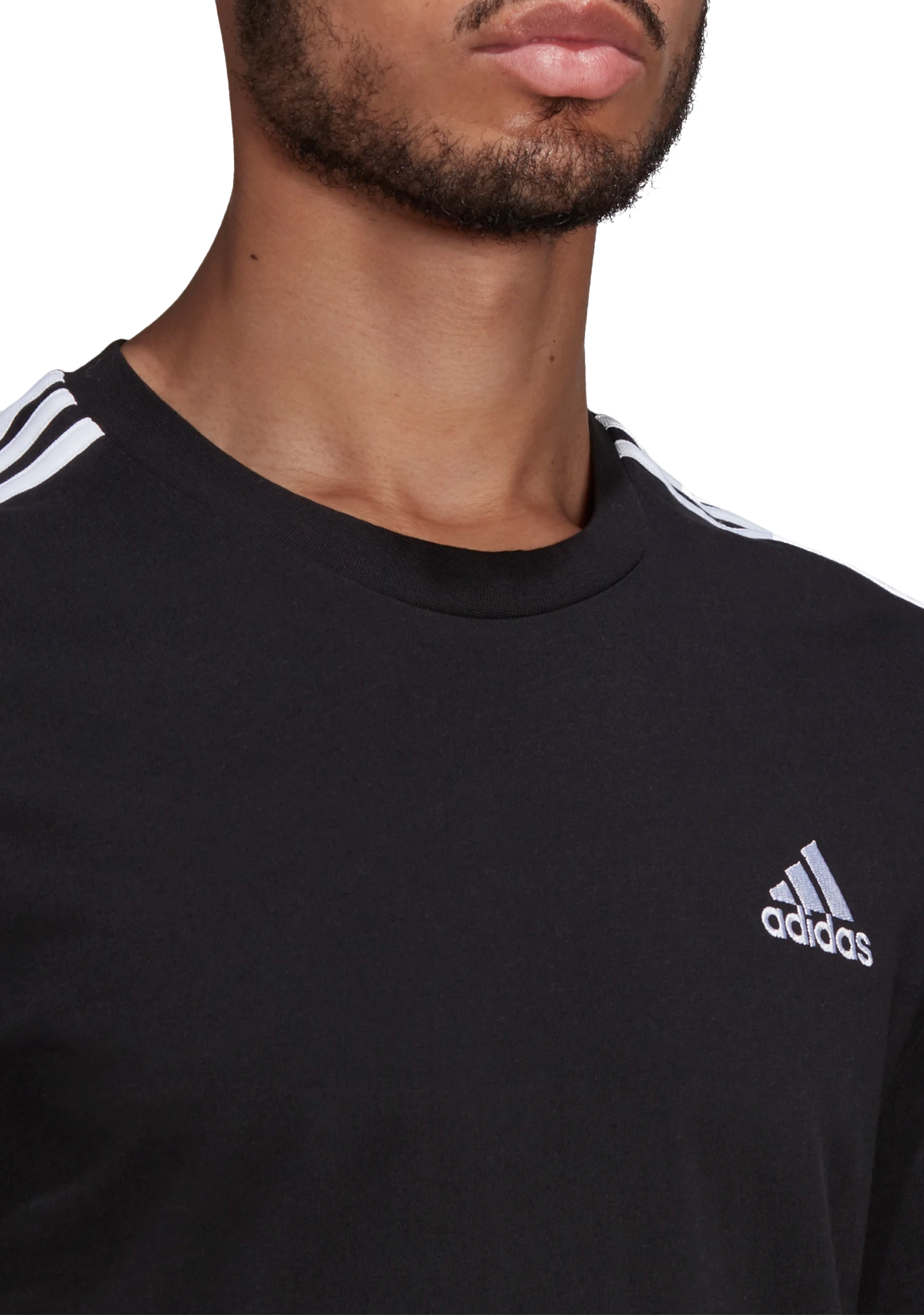 Adidas Men's Essentials 3-Stripes T-Shirt - Classic Cotton Crewneck Tee for Casual Wear, Gym & Everyday Outfits