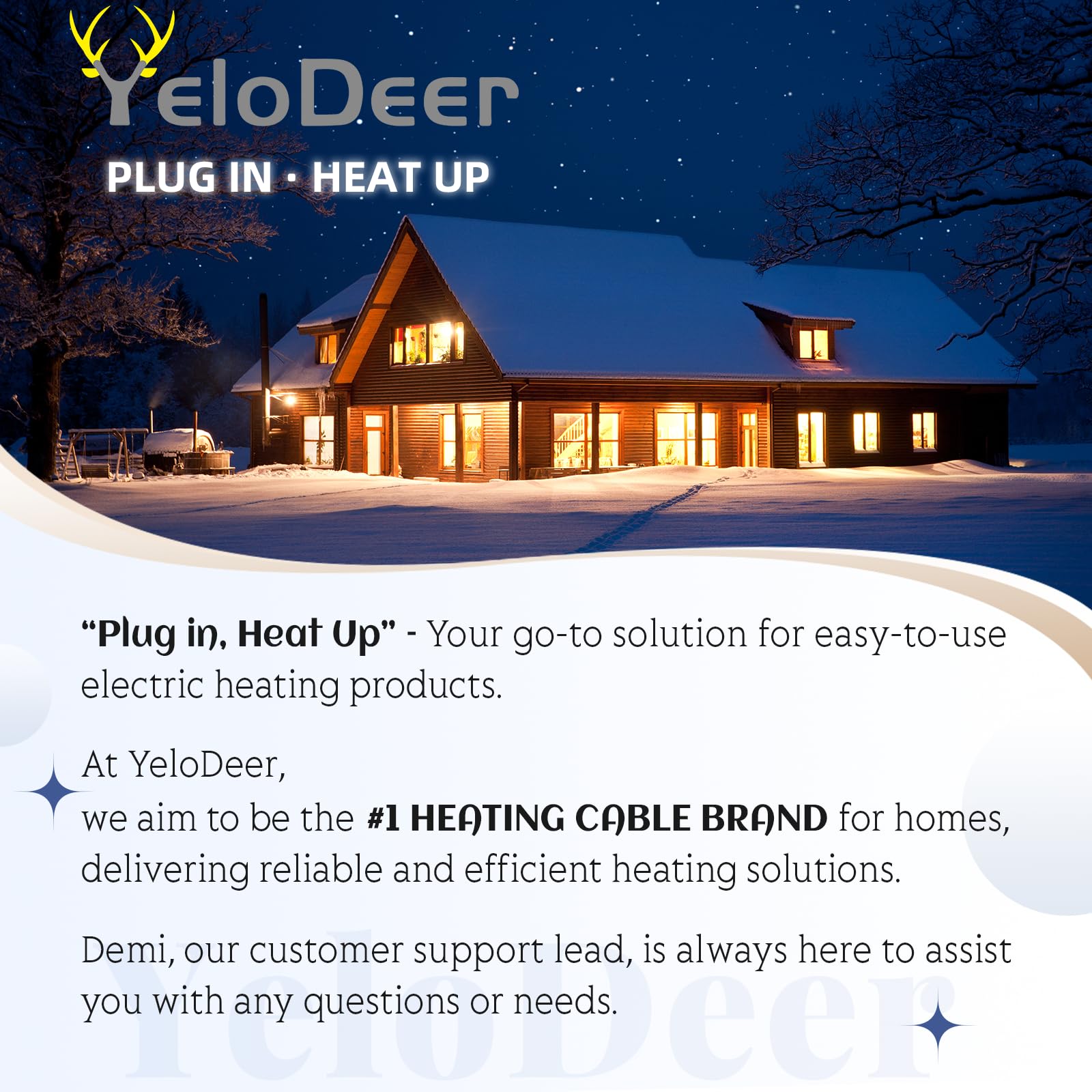 YeloDeer 65ft Electric Heat Tape for Roof & Gutter - 7W/ft 120V Heated Cable with 6ft Cold Weather Power Plug | Prevent Ice Dams & Winter Roof Damage | Ideal for Snowy Climates & Home Winterization