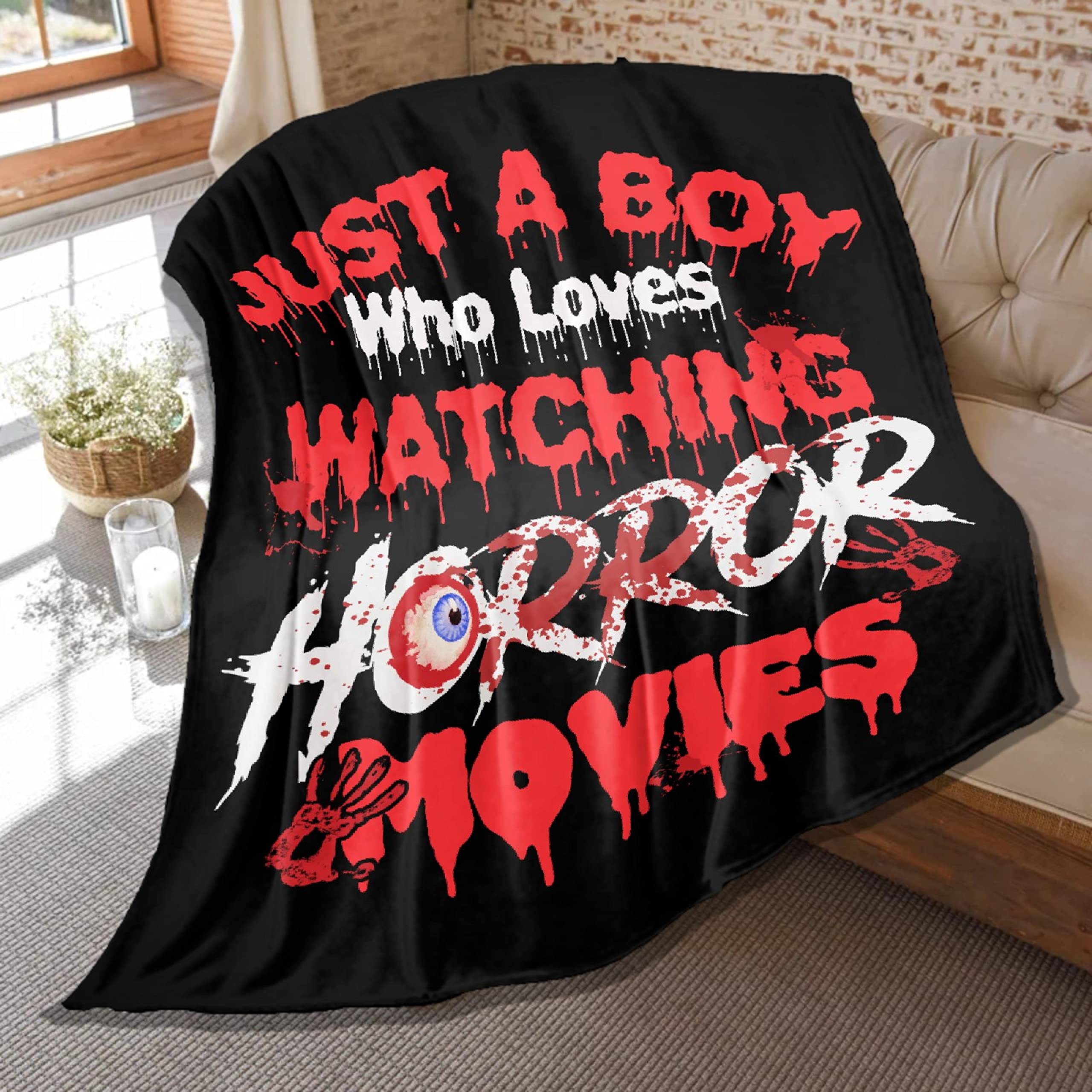 Horror Movie Blanket for Men & Women - Soft Plush Throw Blanket 120x90 Inches, Lightweight Air Conditioner Quilt for Couch, Bed, Sofa - Perfect for Horror Fans, Movie Nights & Cozy Home Decor