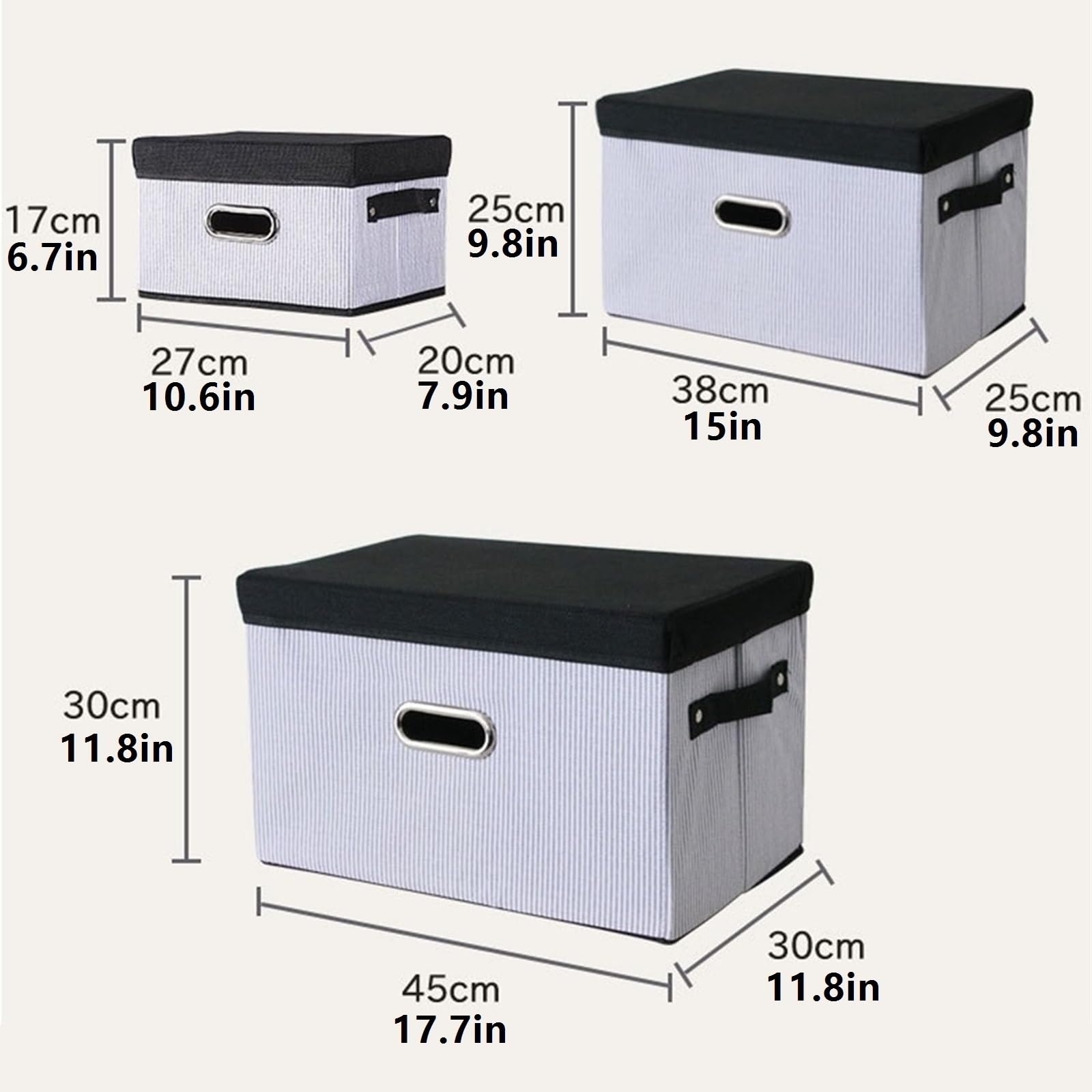 Foldable Fabric Closet Organizer with Lid - 40L Portable Storage Box for Clothes & Sundries (17.7 x 11.8 x 11.8 inches, Black) - Perfect for Bedroom, Closet, Dorm & Travel Organization