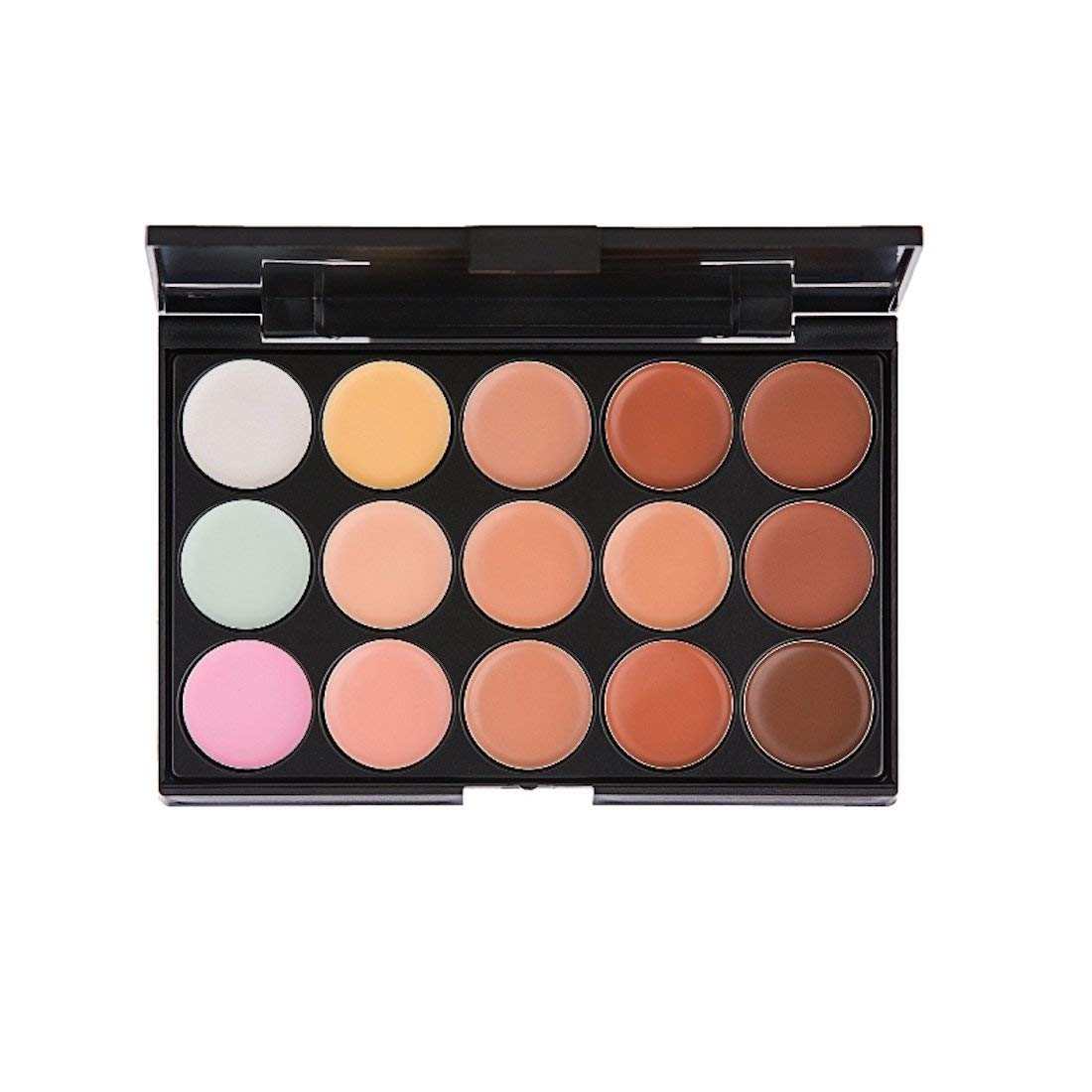 Khelni 15-Color Cream Contour & Highlight Palette with Fan Brush - Professional Makeup Kit for Face Sculpting, Contouring & Highlighting - Perfect for Bridal, Photo Shoots & Everyday Glam