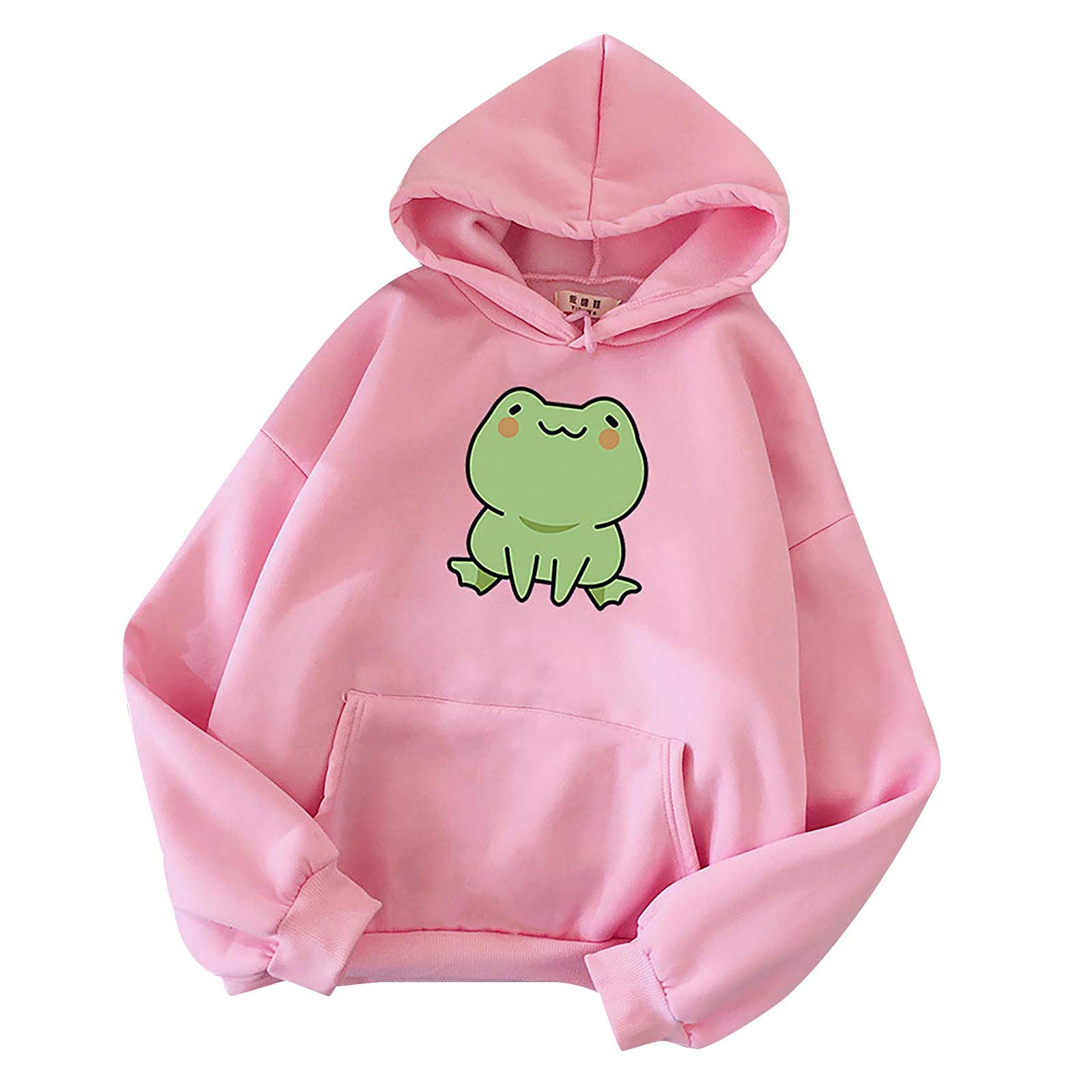 Cartoon Graphic Pullover Hoodie - Kawaii Cute Drawstring Sweatshirt for Women | Loose Fit Casual Top for Streetwear, Anime Cosplay & Everyday Fashion