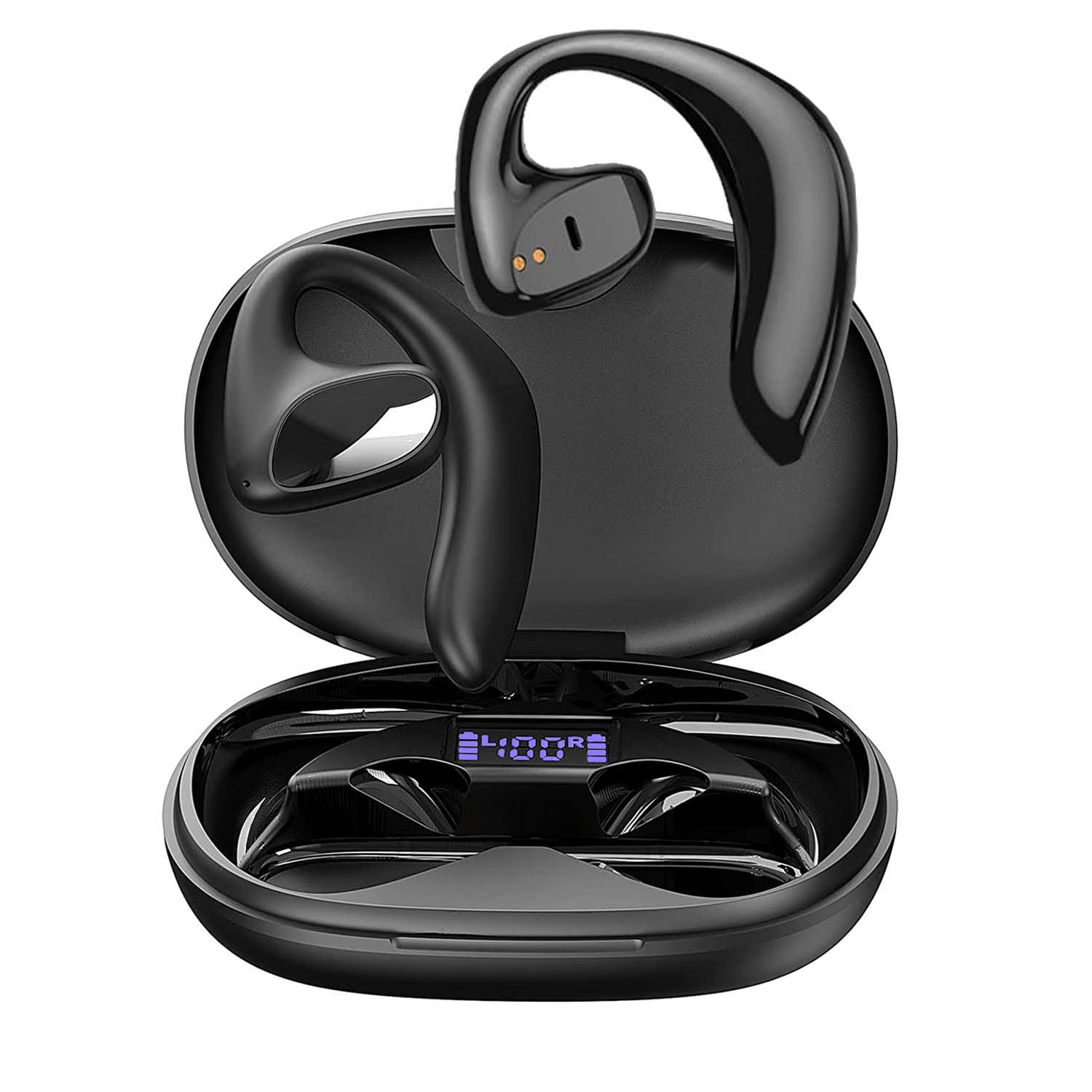 WiFamTon S900A Open Ear Bluetooth Headphones with Noise Cancelling, Wireless Bone Conduction Earbuds for Workout, Running & Gym - Black | Sweatproof & Comfortable for All-Day Use