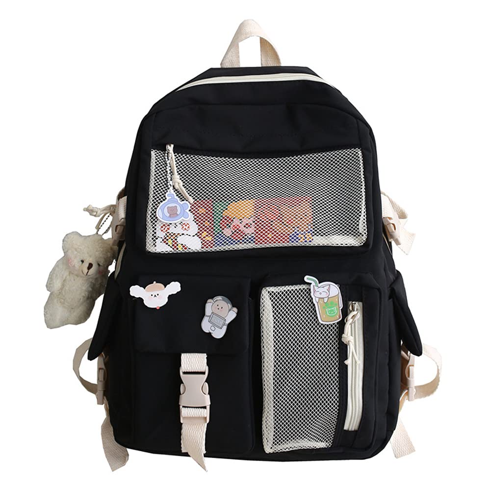 Cute Girls Backpack for School, Laptop & Travel - Plush Pendant Included
