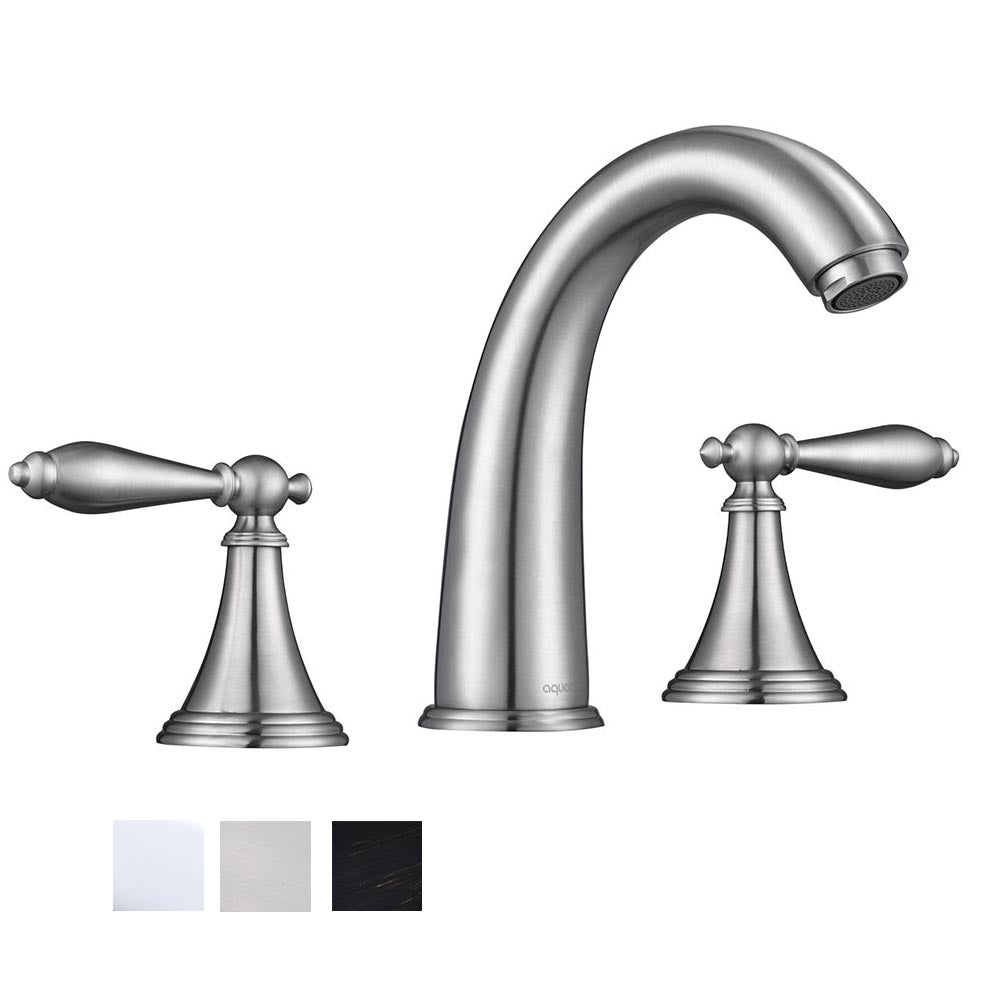 Aquaterior Widespread Bathroom Sink Faucet - 2 Handle 6.7 Inch Tall Brushed Nickel Finish - Perfect for Modern Bathroom Vanities & Powder Rooms