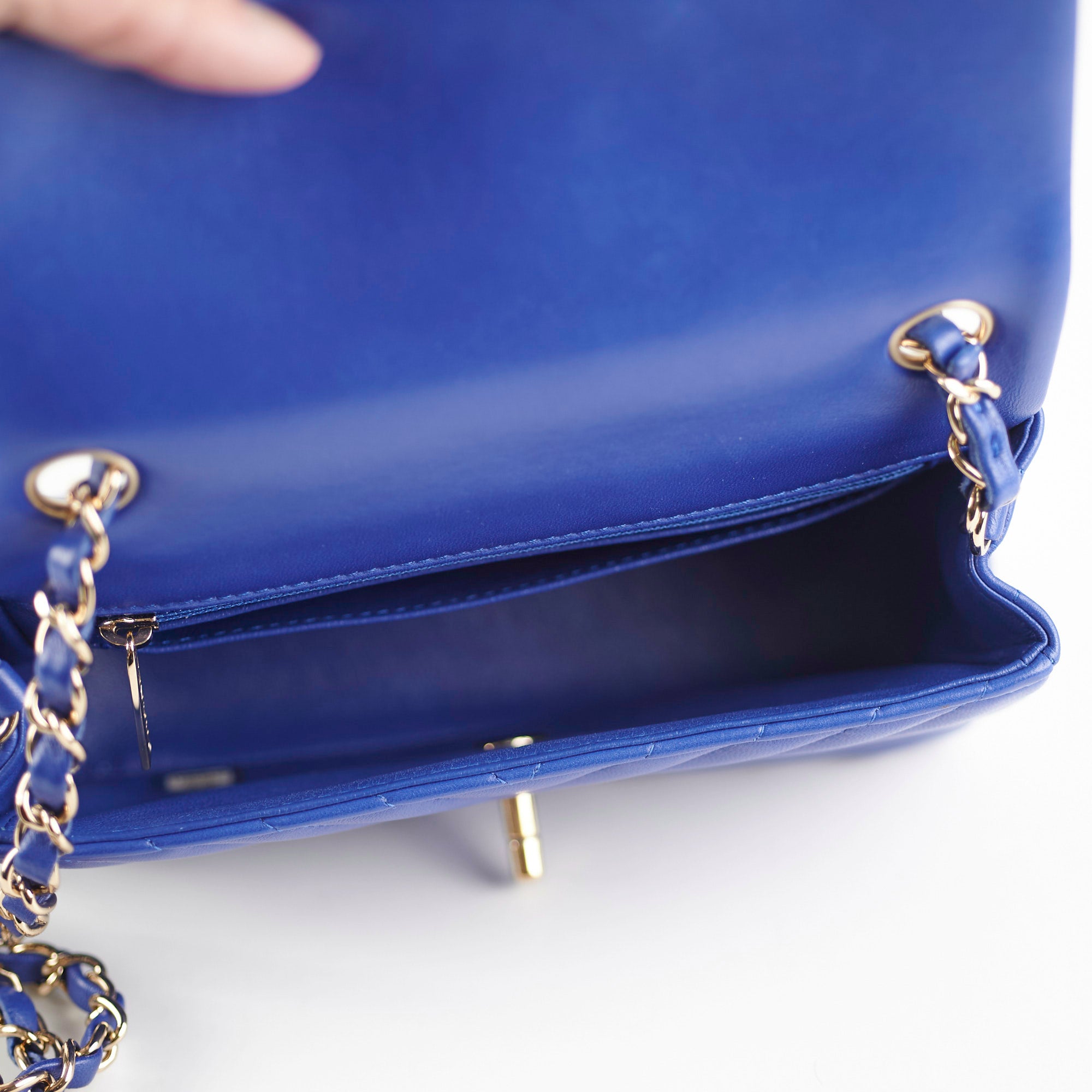 Chanel Mini Rectangular Chevron Blue Leather Crossbody Bag - Luxury Designer Handbag for Women, Perfect for Parties, Dates & Everyday Use