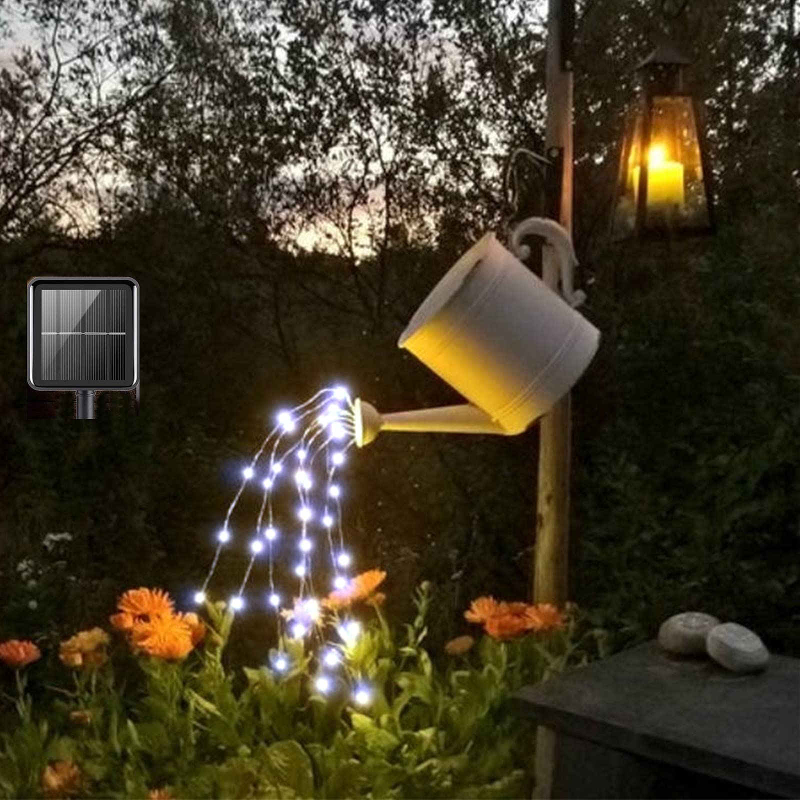 Solar Powered Fairy String Lights Outdoor - 10 Strands 200 LEDs Watering Can Lights, Waterproof Cool White Firefly Bunch Lights for Garden, Vine & Christmas Decor - Perfect Gift for Mom | Ideal for Patio, Backyard, Wedding & Holiday Decorations