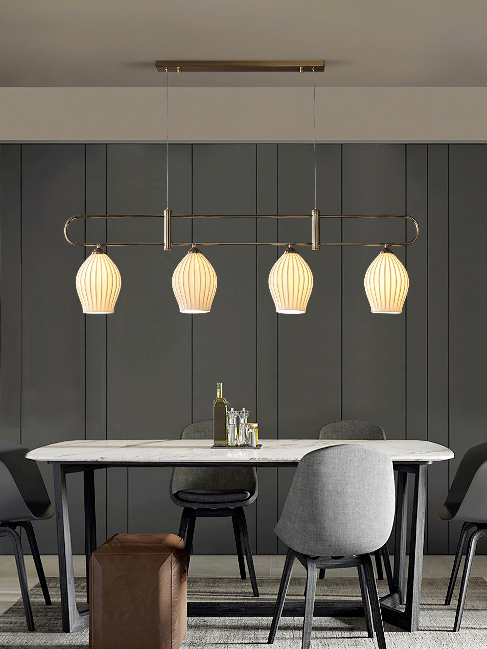 Modern Fin Pendant Light - Adjustable Hanging Ceiling Lamp for Kitchen Island, Dining Room & Bedroom | Industrial Style Lighting Fixture with Vintage Edison Bulbs