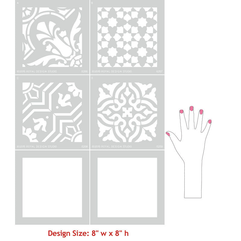 Spanish Tile Stencil Set for DIY Home Decor - Reusable Painting Templates for Walls, Floors & Furniture - Perfect for Mediterranean, Moroccan & Spanish Style Designs