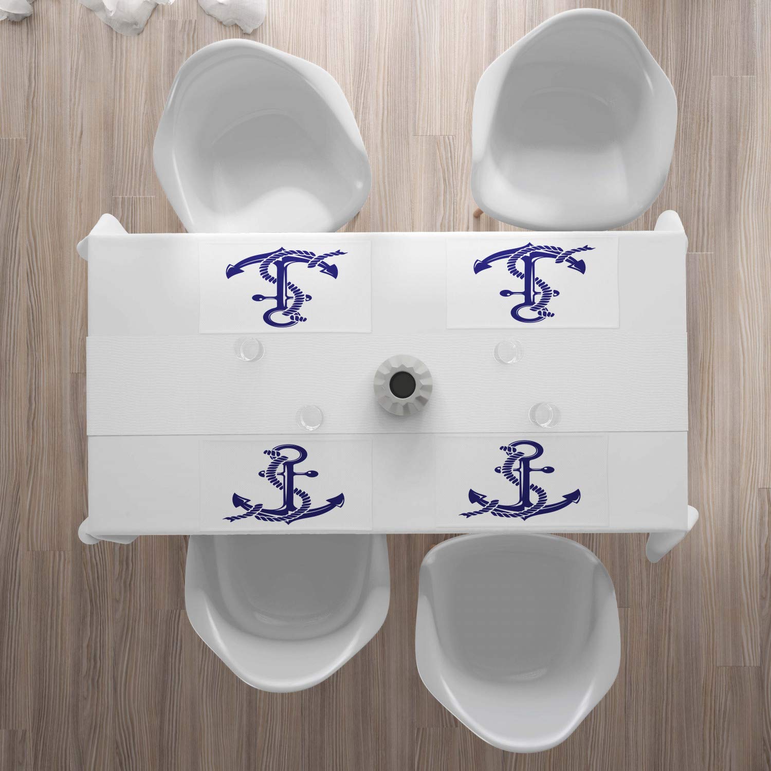 Ambesonne Nautical Place Mats Set of 4 - Anchor & Maritime Symbol Monochrome Design, Washable Fabric Table Mats for Dining Room, Standard Size (Dark Lavender & White) - Perfect for Beach House Decor, Coastal Theme Dinner Parties & Kitchen Table Settings