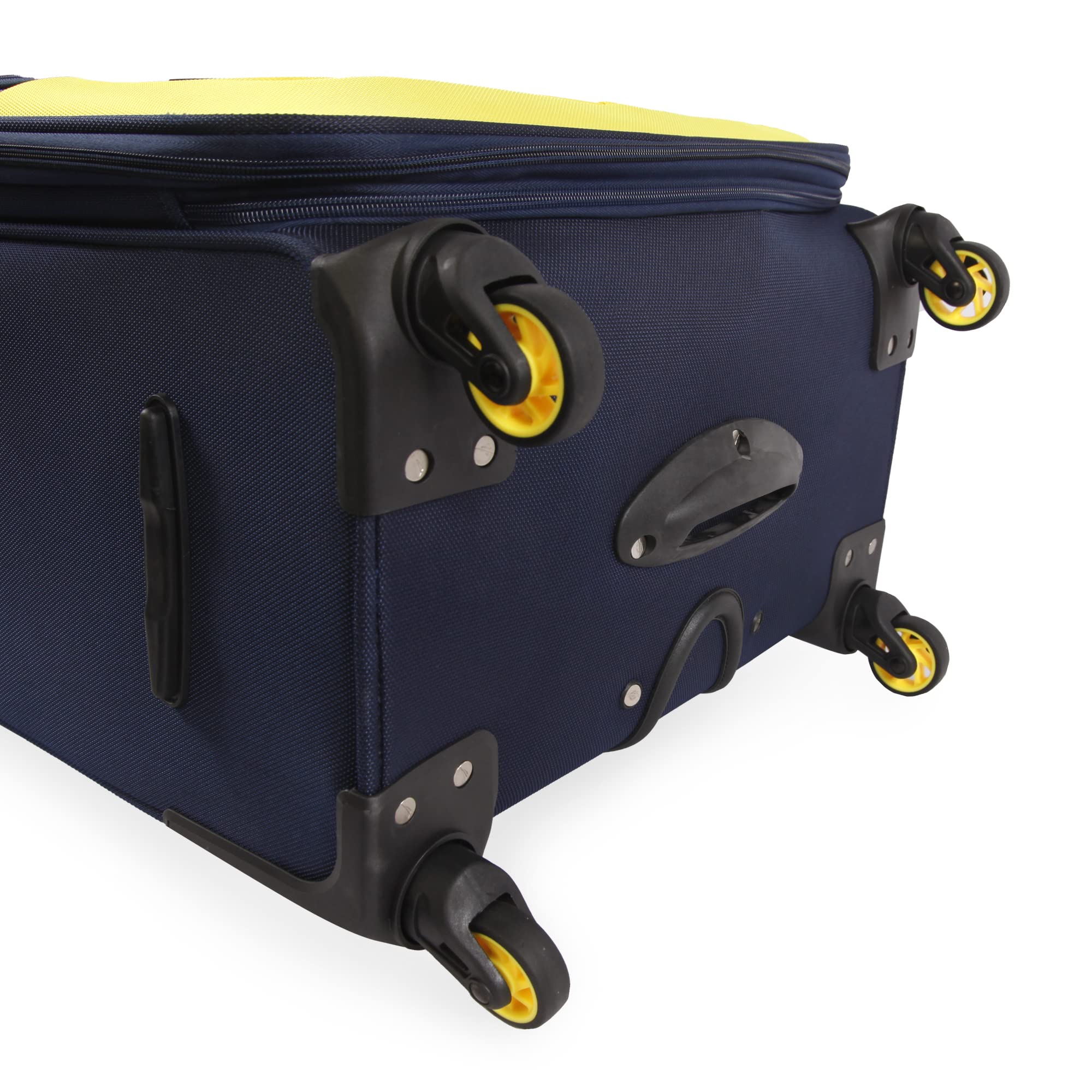 NAUTICA Helios 2-Piece Softside Luggage Set in Navy & Yellow - Lightweight Spinner Suitcase for Travel, Business Trips & Weekend Getaways