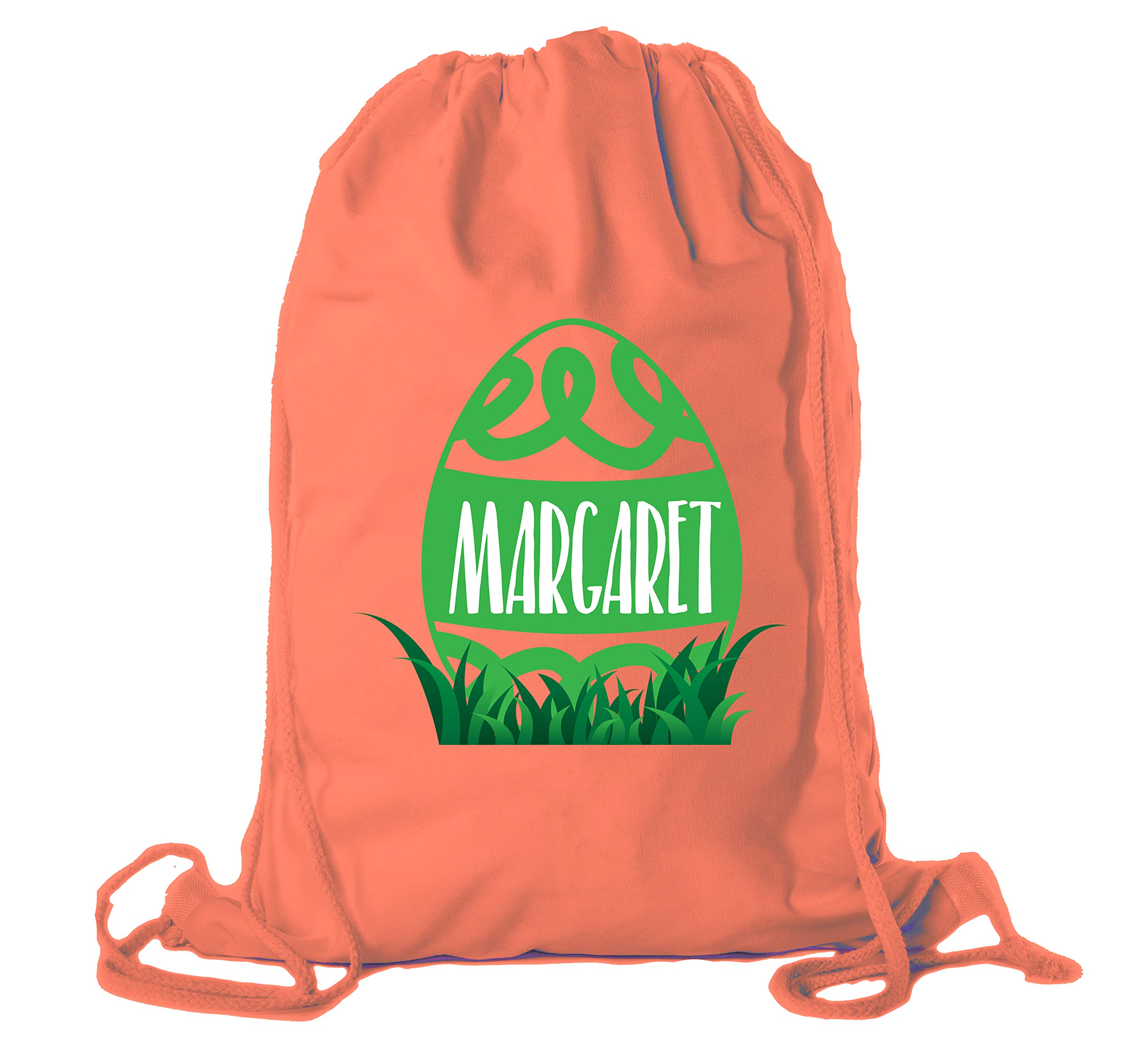 Personalized Easter Basket Bags - Custom Cotton Drawstring Backpacks for Easter Egg Hunt, Spring Celebrations & Gift Giving - Swirly Egg Design in Orange (CE2725Easter G S4) - Perfect for Kids Easter Party Favors & Holiday Decorations