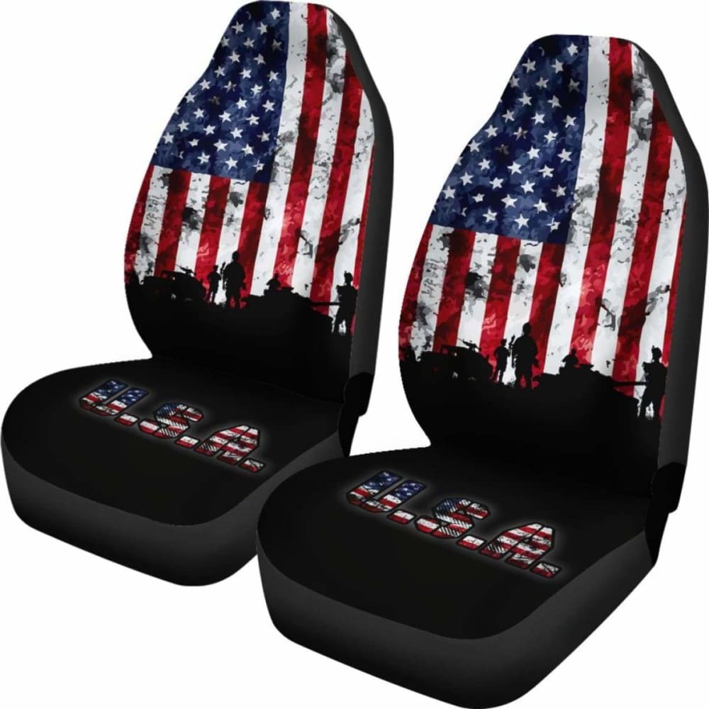 American Flag Car Seat Cover - Patriotic Military Veteran Design 203011 - Perfect for Trucks, SUVs & Cars on Memorial Day & 4th of July