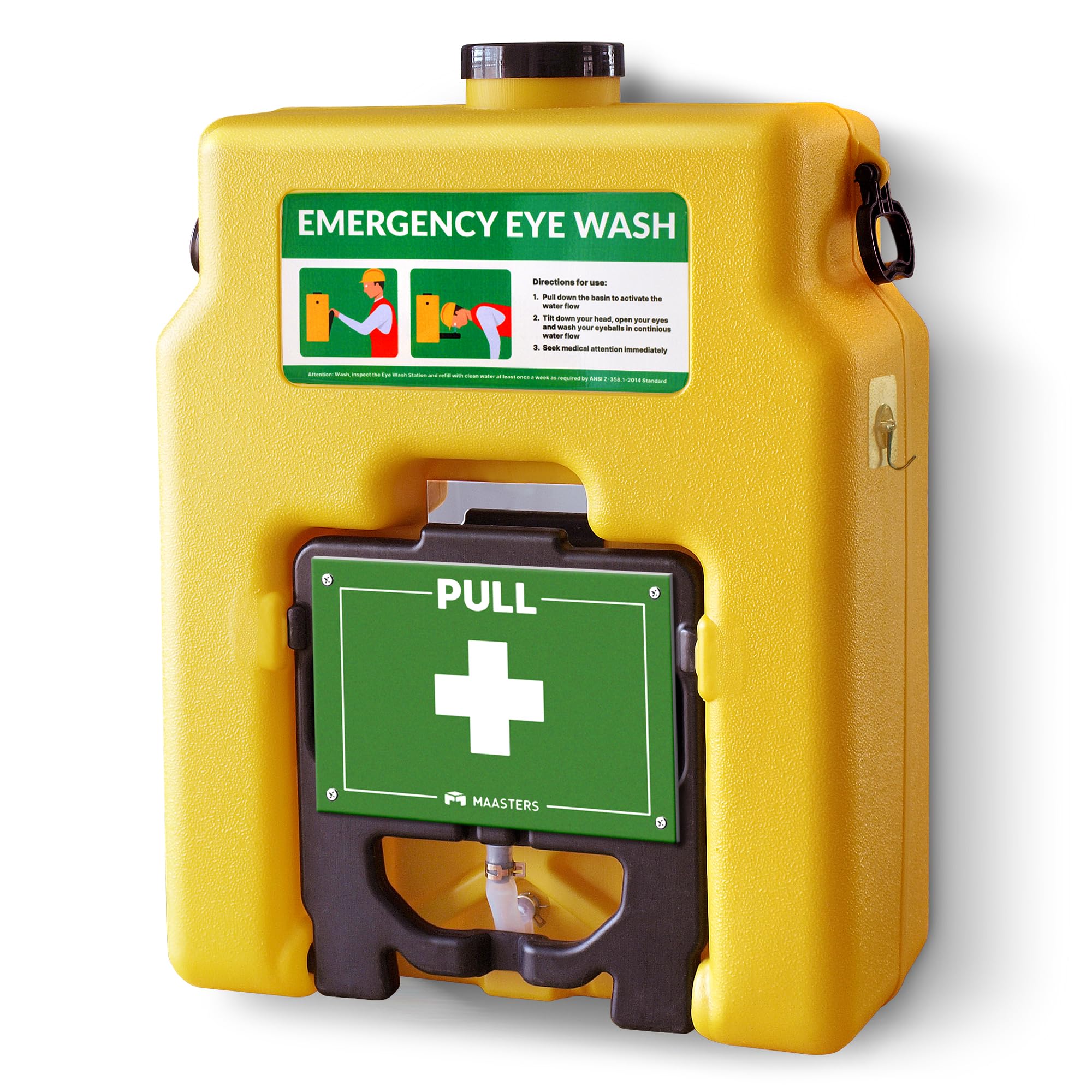 15 Gallon Portable Emergency Eye Wash Station - OSHA & ANSI Certified, Wall Mount Eyewash with Mirror & Dual Spray - First Aid Safety Equipment for Labs, Factories, and Workplaces