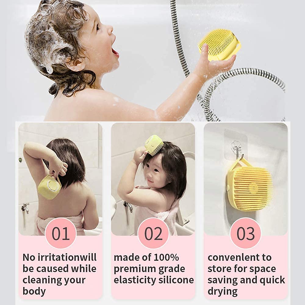 Premium Silicone Body Scrubber with Shampoo Dispenser - Exfoliating Bath Brush for Deep Skin Cleansing & Massage - Shower Brush for Women, Men & Kids (Multicolor, Pack of 1) - Perfect for Spa Days & Sensitive Skin Care