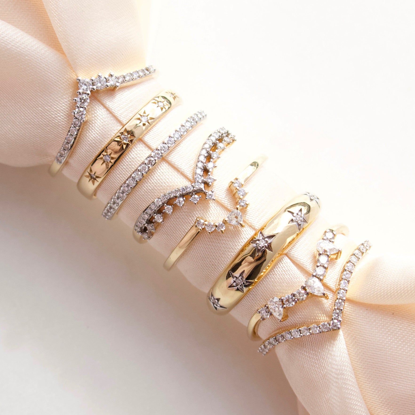 Elegant Diamond Wishbone Stacking Ring - 14K Gold Plated Dainty Stackable Band for Women - Perfect for Layering, Everyday Wear & Special Occasions