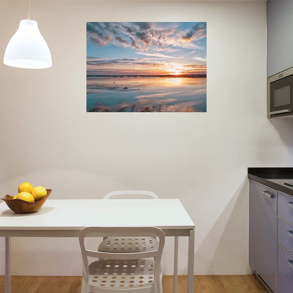 Morning Light Canvas Wall Art - Hand Painted Fine Art Decor for Living Room, Bedroom, Office - 46x35 Inch Ready to Hang Painting - Perfect for Home, Kitchen, Bathroom & Dining Room Decor