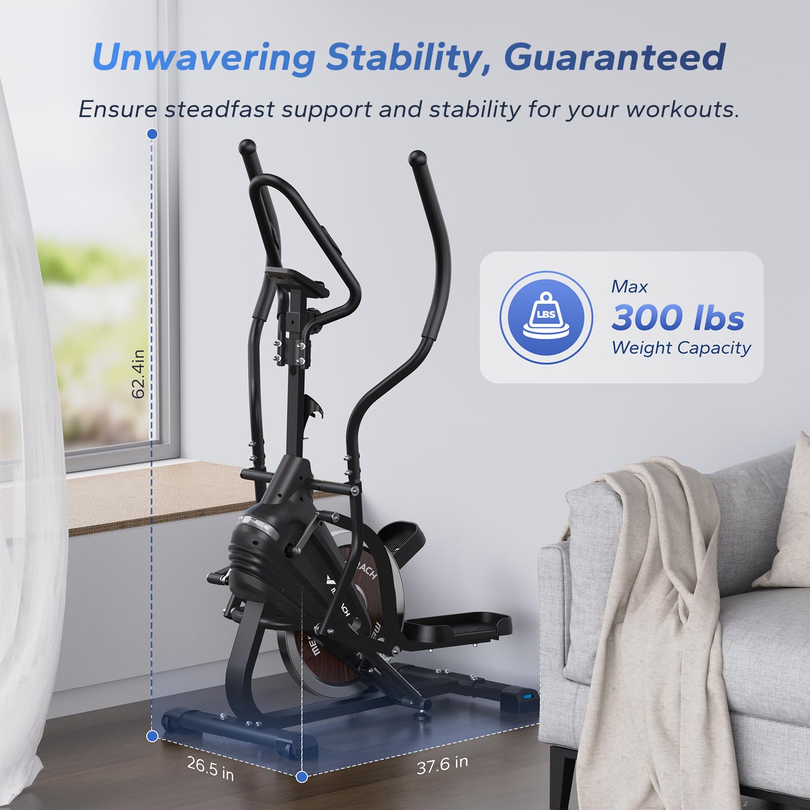 MERACH 3-in-1 Elliptical Machine for Home - Magnetic Resistance Cardio Climber with 16 Levels, Stepping Trainer & MERACH App Connectivity | Compact Exercise Equipment for Small Spaces | Perfect for Home Gym, Apartment Workouts & Full-Body Training