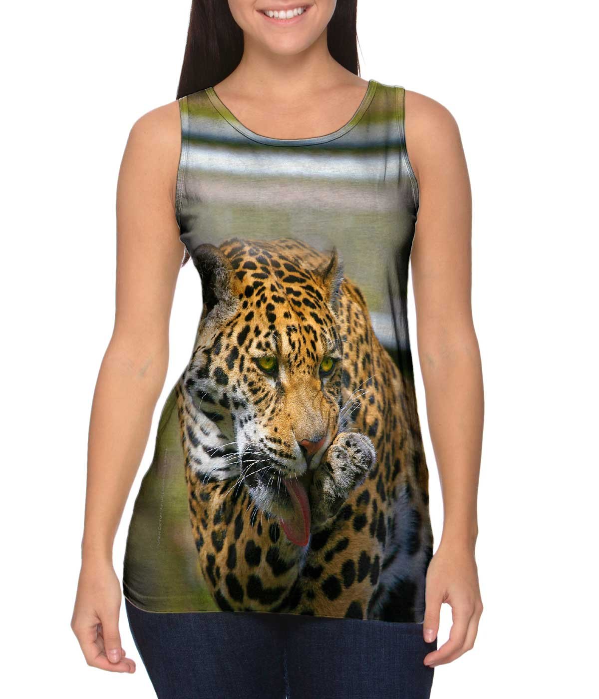 Yizzam Women's Jaguar Print Tank Top - Soft Breathable Cotton Sleeveless Shirt for Casual Wear, Gym, and Summer Outfits