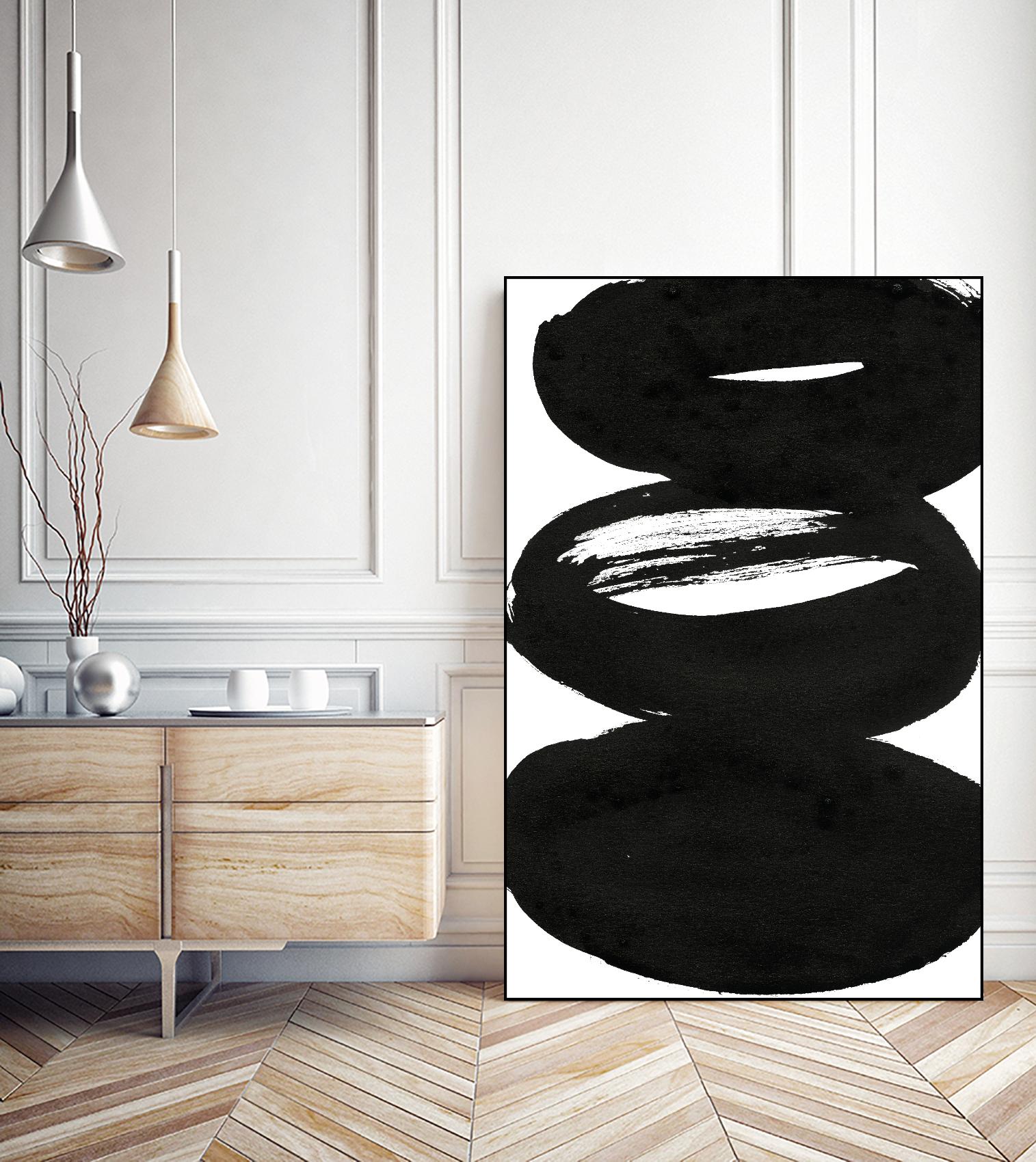 Abstract Black and White Wall Art - Modern Canvas Painting for Home & Office Decor | Perfect for Living Room, Bedroom, or Workspace