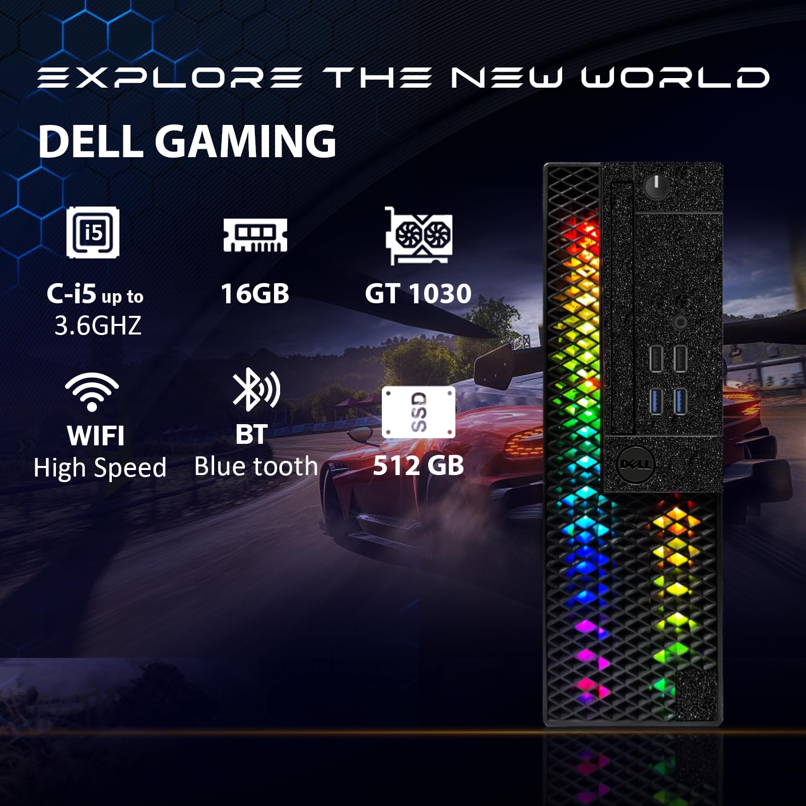 Dell RGB Gaming PC - Intel i5, GT 1030, 16GB RAM for Esports & Streaming