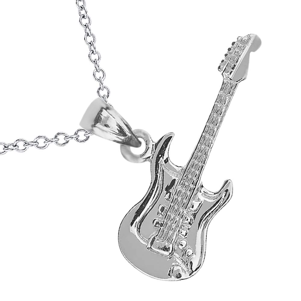 Sterling Silver Electric Guitar Pendant Necklace for Women - Perfect Gift for Musicians, Rock Fans & Music Lovers - Ideal for Concerts, Parties & Everyday Wear