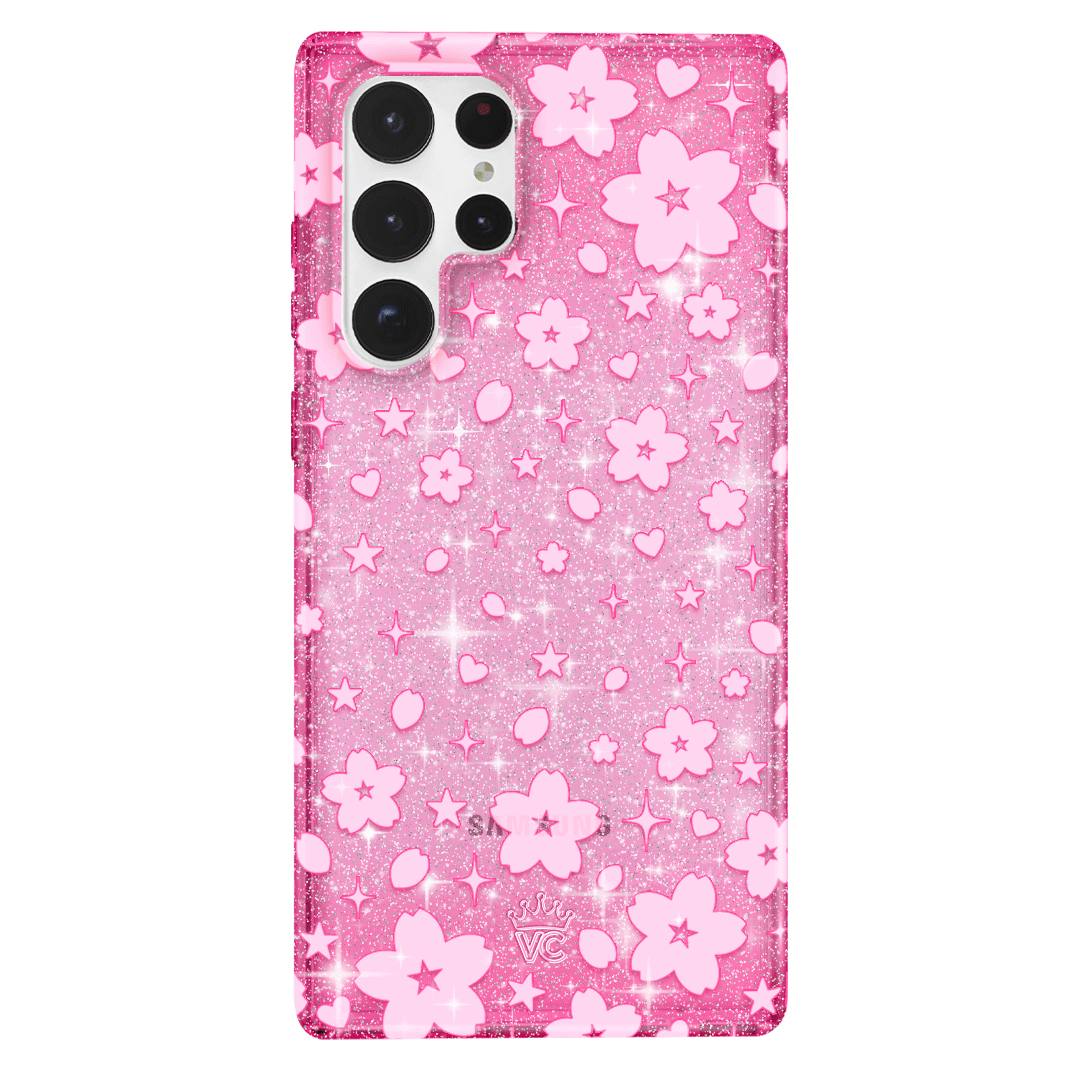 Cherry Blossom Glitter Samsung Phone Case - Elegant & Protective Cover for Samsung Galaxy S21/S20/Note 20 - Perfect for Spring Outfits & Everyday Use