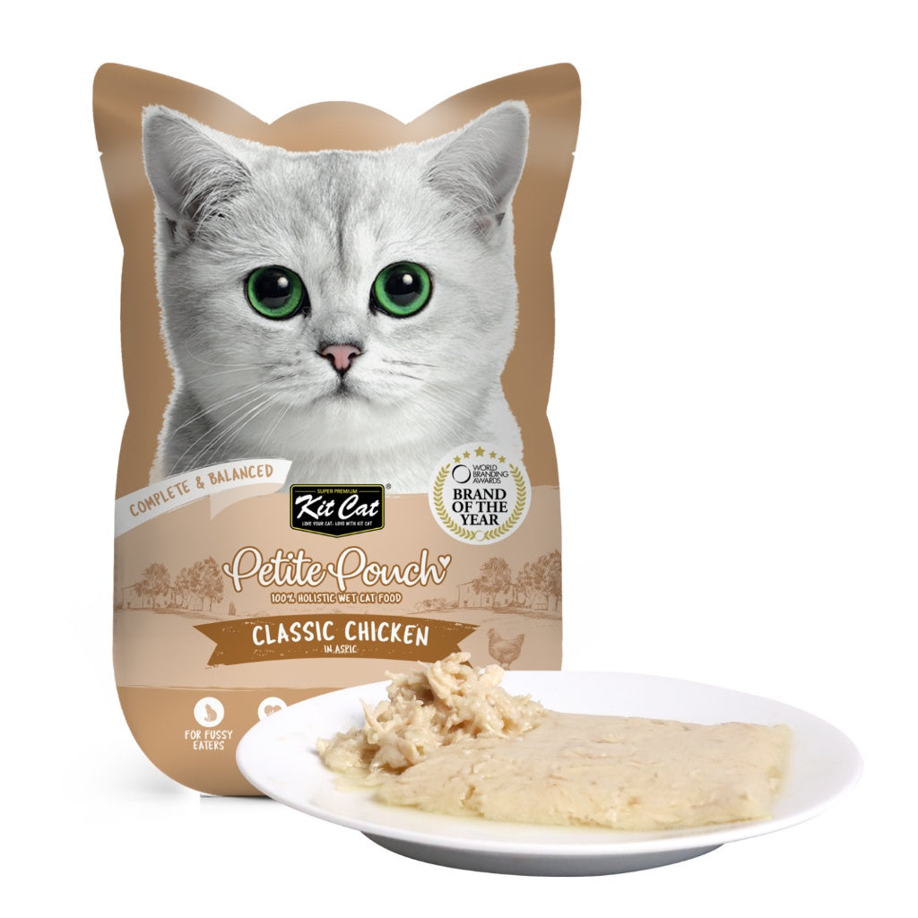 Kit Cat Flavored Wet Cat Food Petite Pouch 70g - Grain-Free, High Protein for Adult & Kitten Cats - Tuna, Salmon & Chicken Variety Pack (Pack of 24 Pouches) - Perfect for Mealtime, Travel & Treats