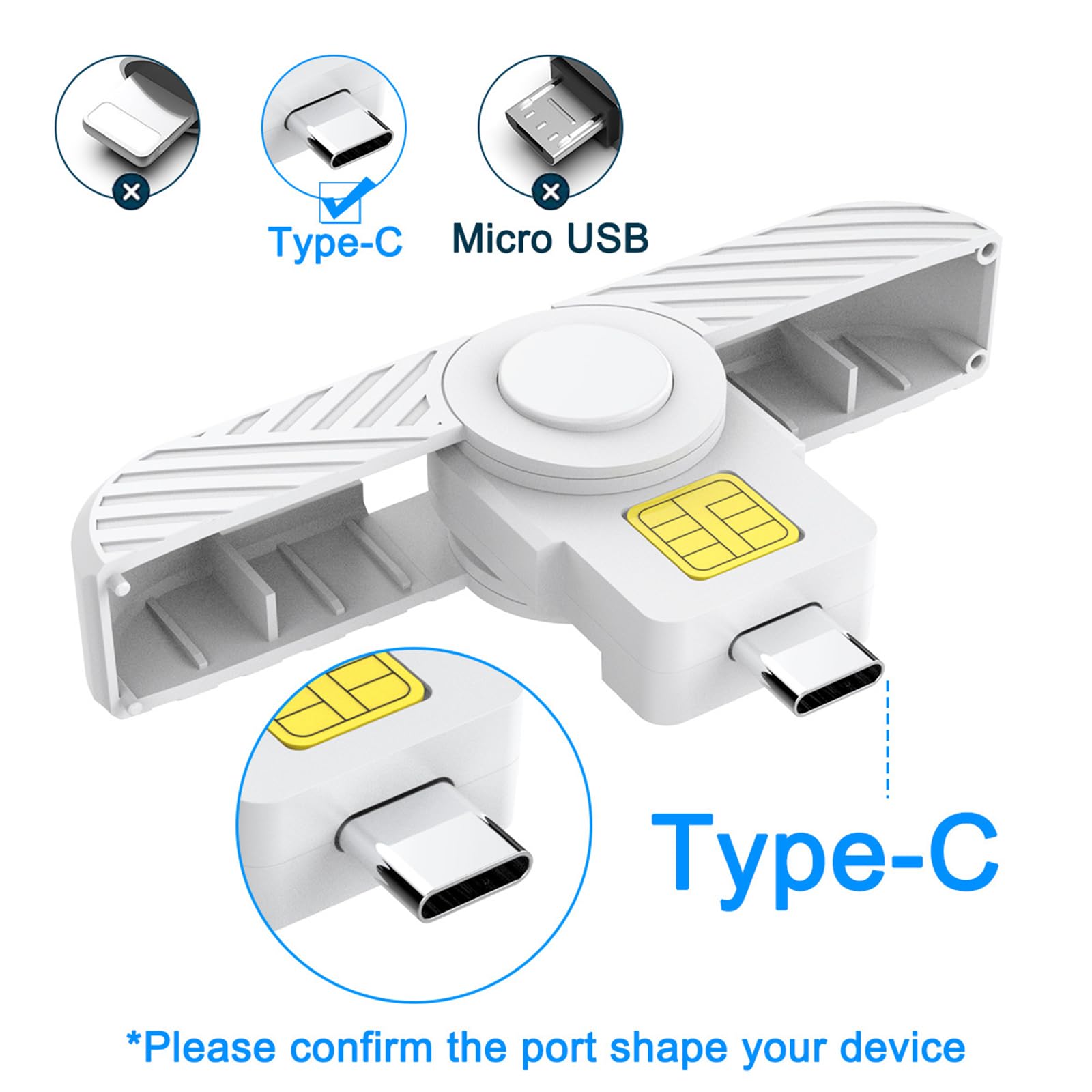 Zeizafa USB C Card Reader - Foldable Multi-Card Reader for Laptops & Phones - Supports SD, Micro SD, SIM & Chip Cards - Perfect for Travel, Office & Data Transfer