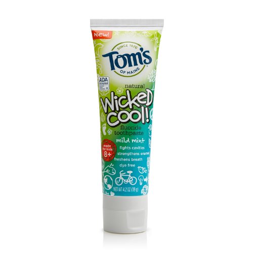 Tom's of Maine Natural Wicked Cool! Fluoride Toothpaste - Mild Mint Flavor, 4.2 oz | Fresh Breath & Cavity Protection | Perfect for Daily Oral Care & Travel