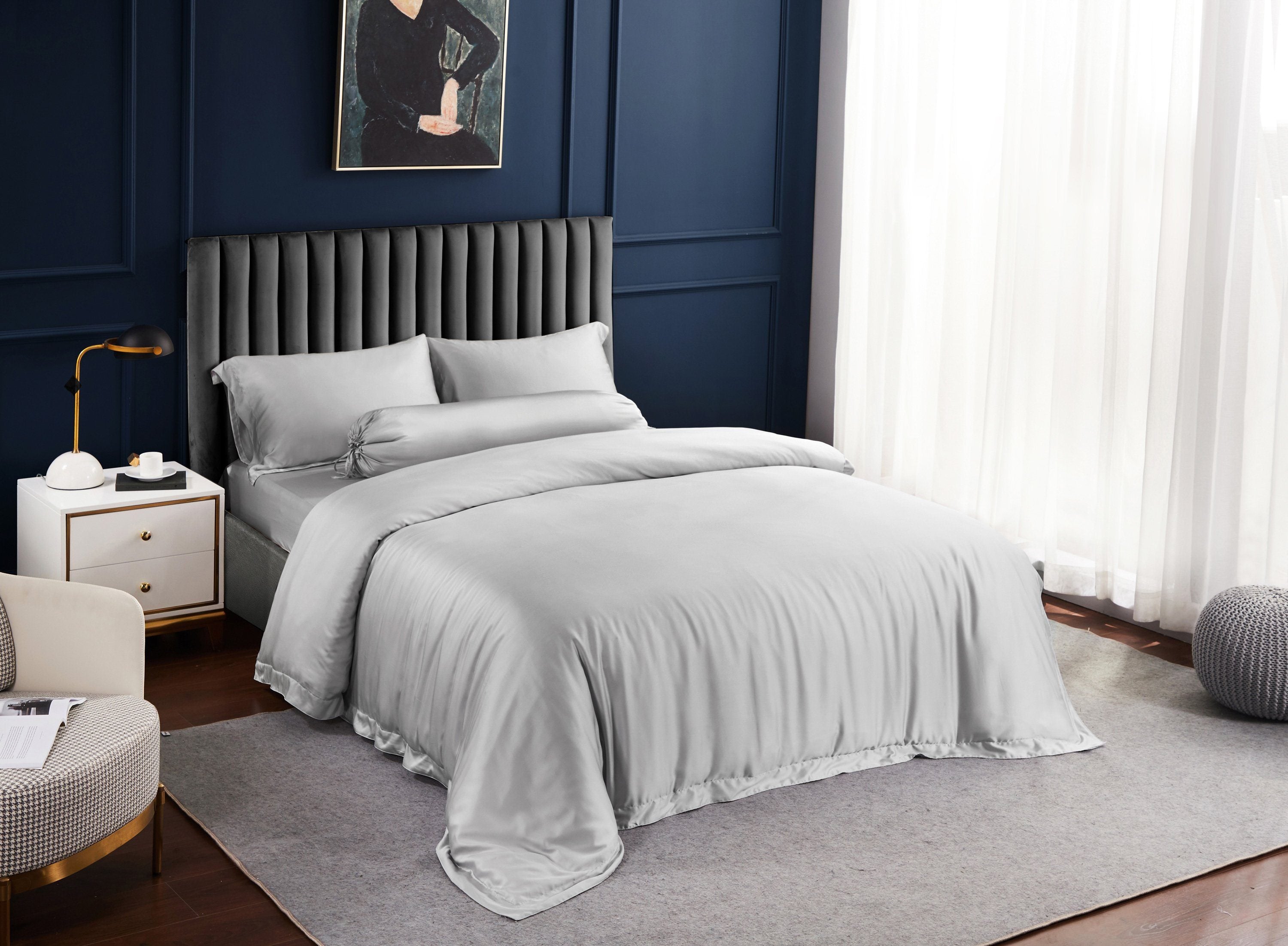 Premium TENCEL™ LF Silvery Grey Pillowcase - Hypoallergenic & Breathable Bedding for Side Sleepers & Hot Sleepers - Luxury Hotel Style Pillow Cover for Better Sleep