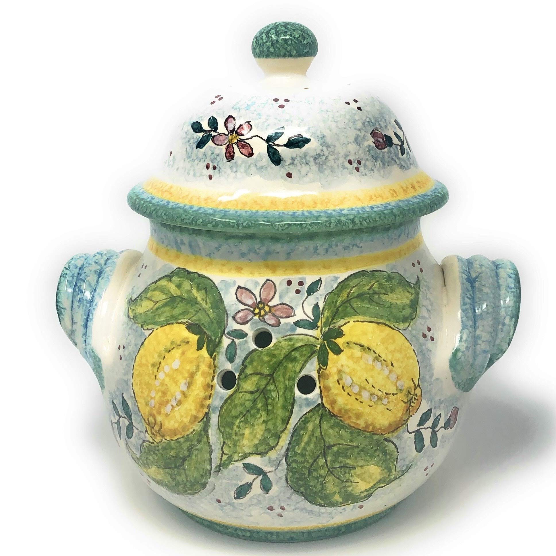 Hand-Painted Italian Ceramic Onion Jar Holder - Tuscan Art Pottery by CERAMICHE D'ARTE PARRINI | Made in Italy | Perfect for Kitchen Decor, Rustic Home Accents & Gift Giving